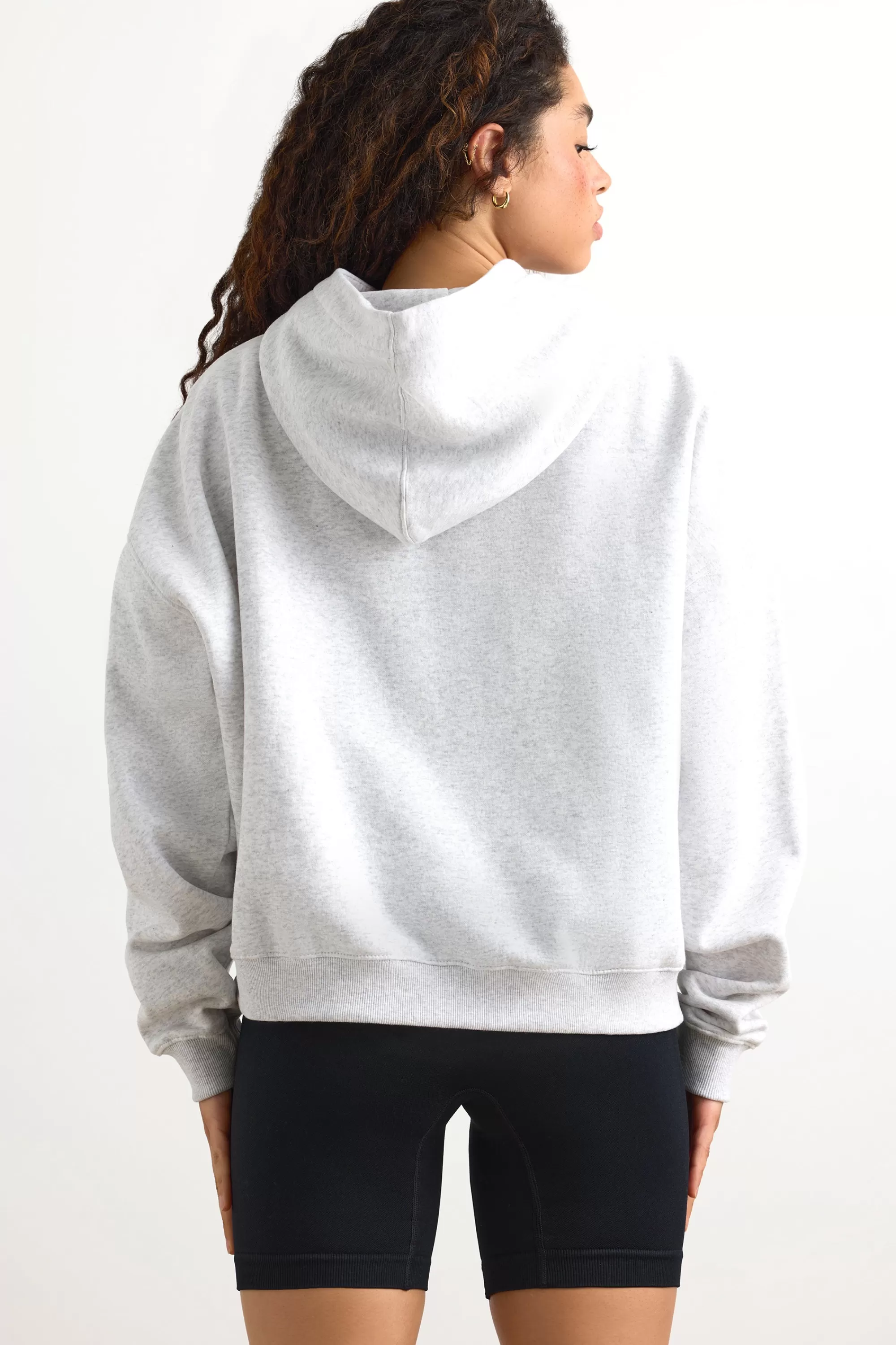 Oh Polly Appliqué Oversized Hoodie In Heather Grey New