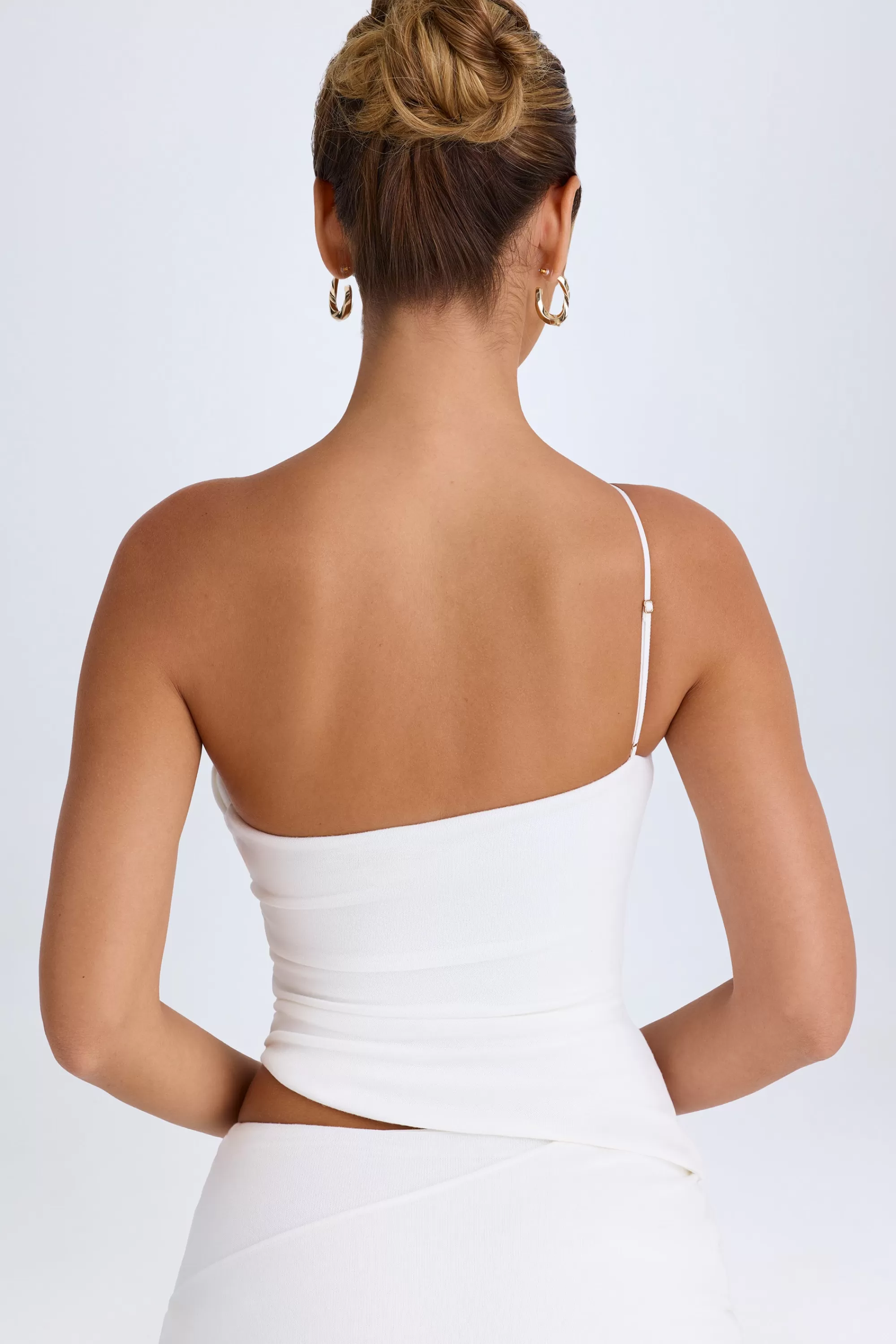 Oh Polly Asymmetric Cut-Out Top In White Clearance