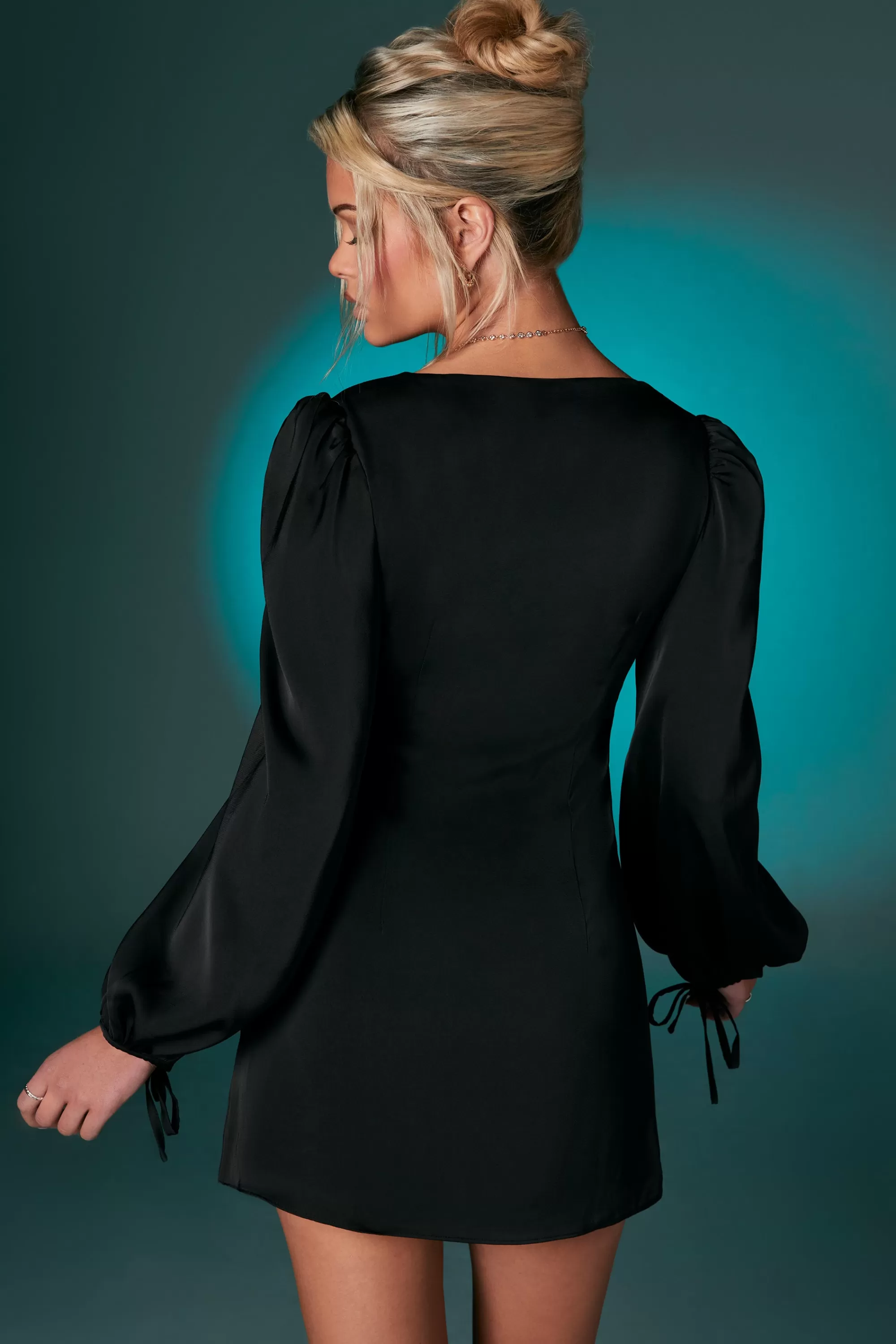 Oh Polly Balloon Sleeve Mini Dress In Black Shop