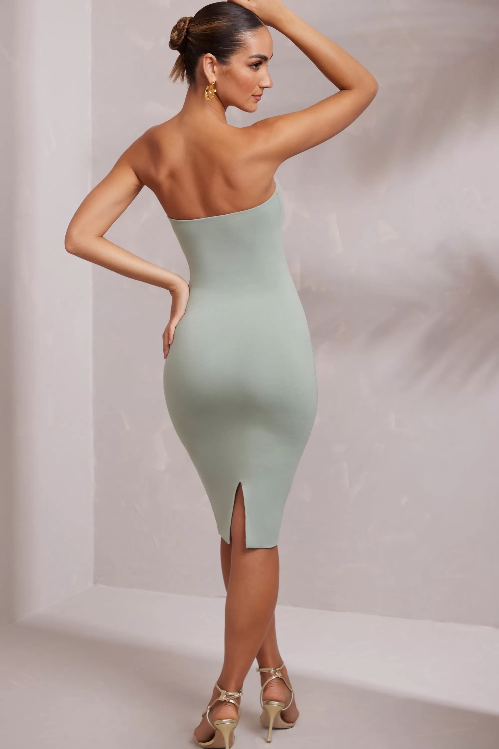 Oh Polly Bandeau Midi Dress In Green Outlet