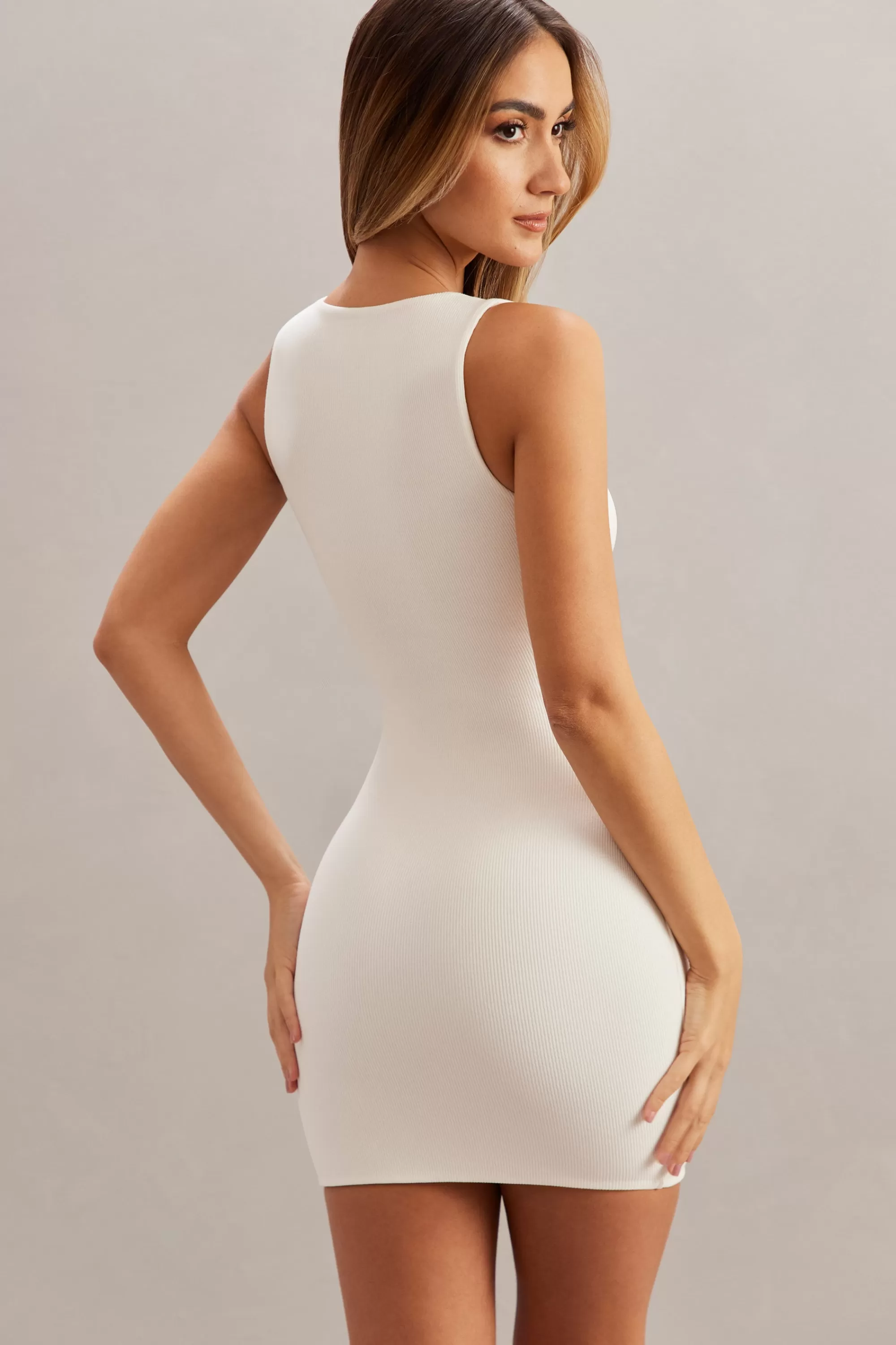 Oh Polly Bodycon Mini Dress In Ivory Best Sale