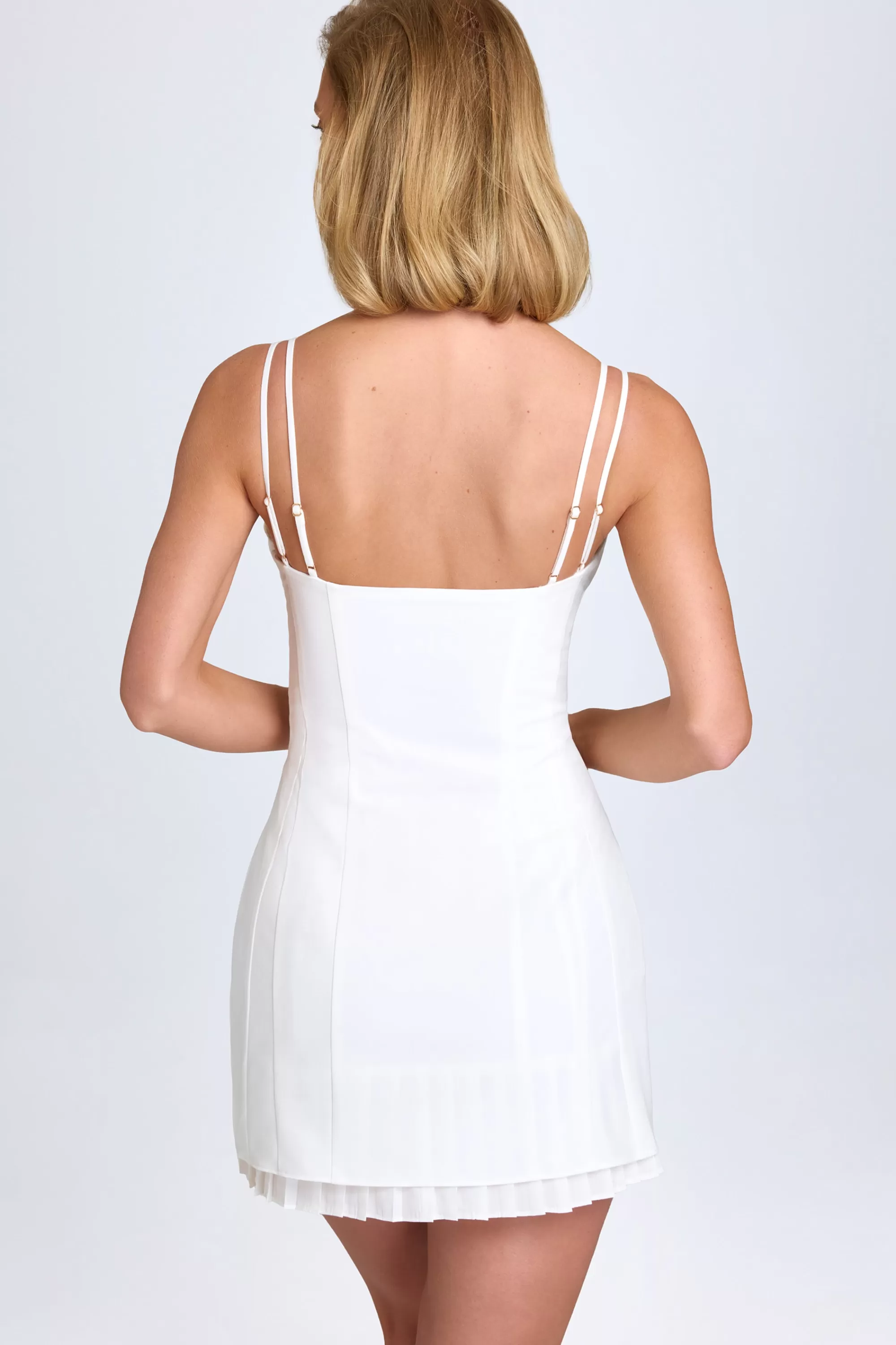 Oh Polly Bow-Detail Pleated Mini Dress In White Outlet