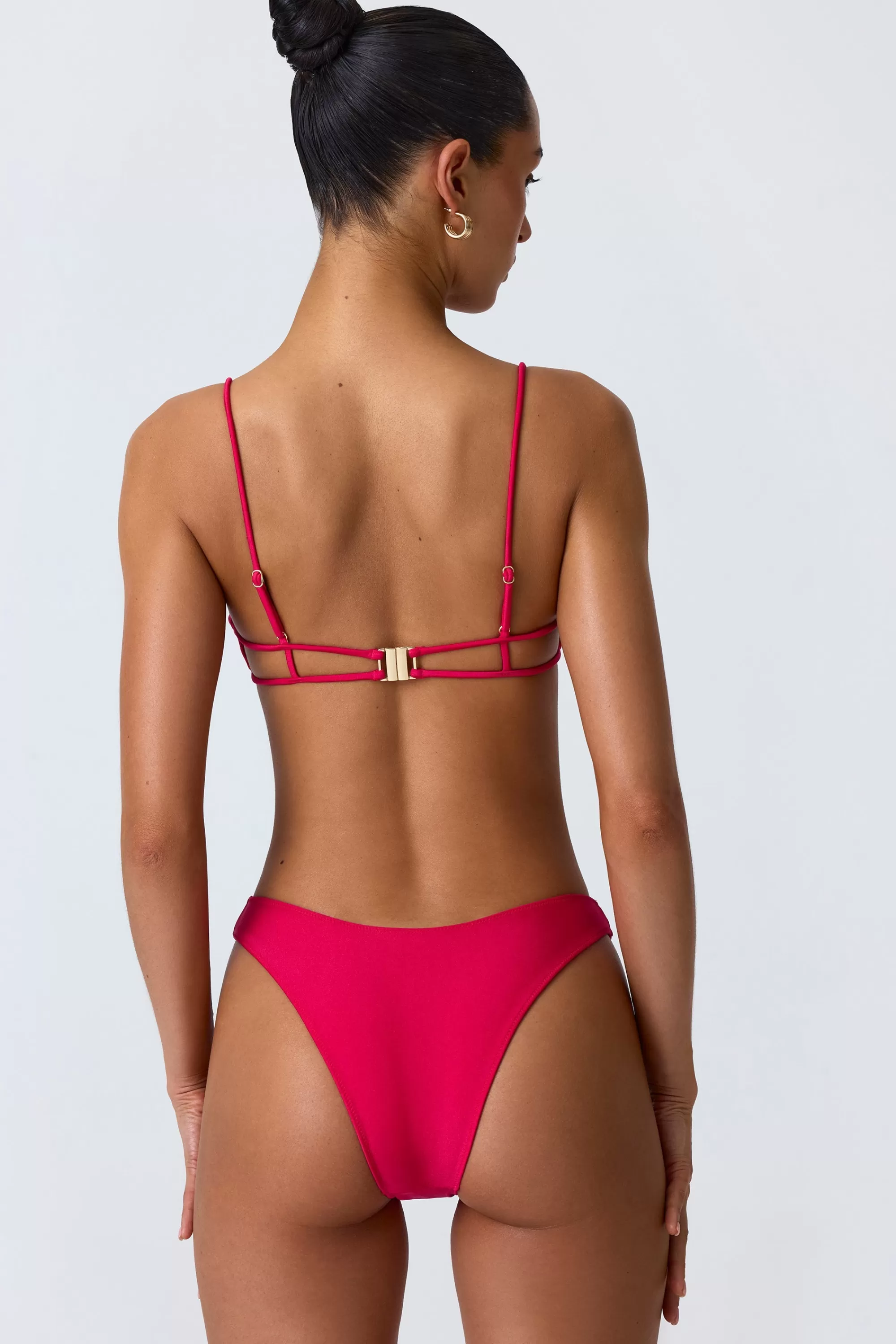 Oh Polly Chain-Embellished Cut-Out Bikini Top In Raspberry Pink Raspberry Pink Clearance