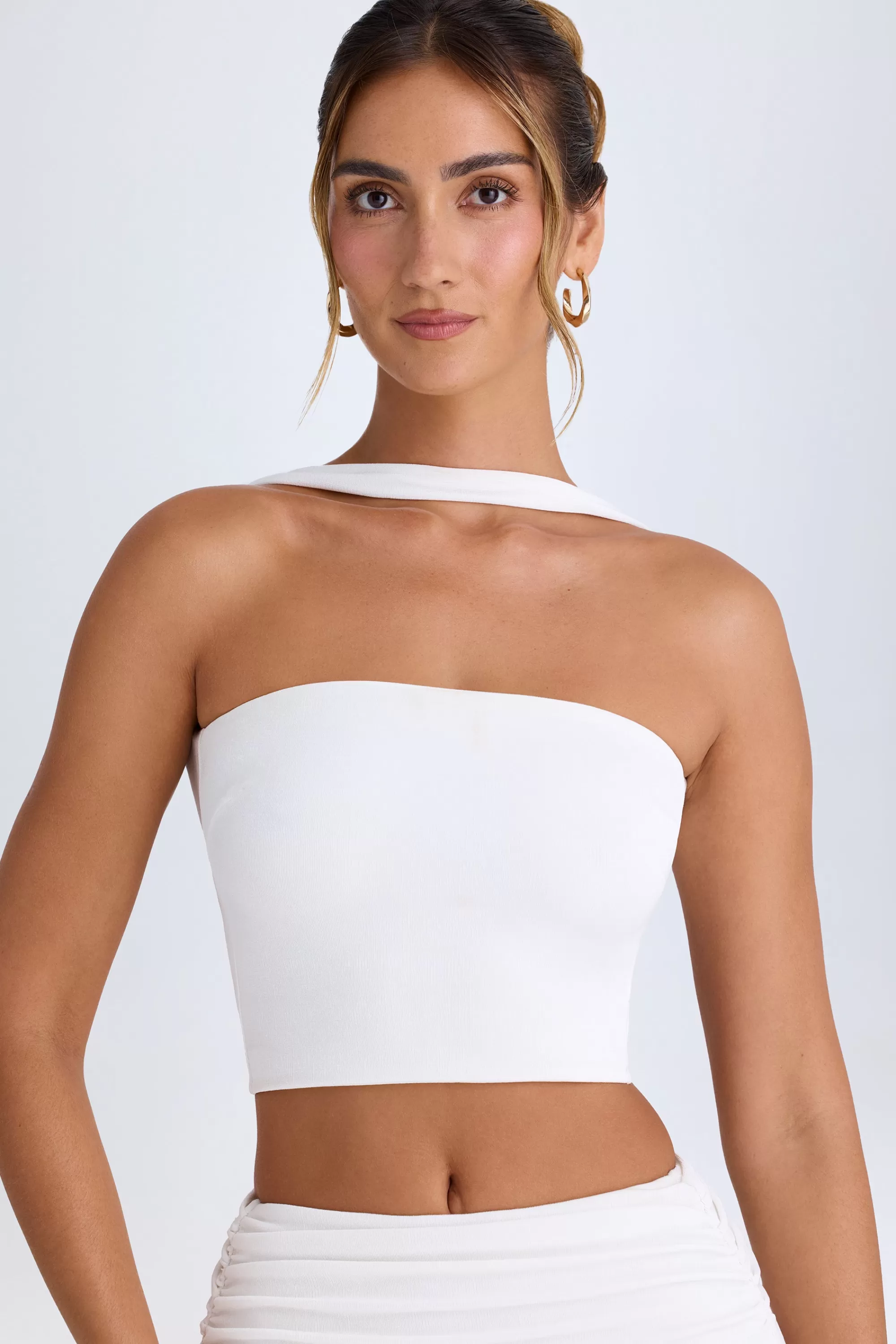 Oh Polly Choker-Detail Bandeau Top In White Outlet