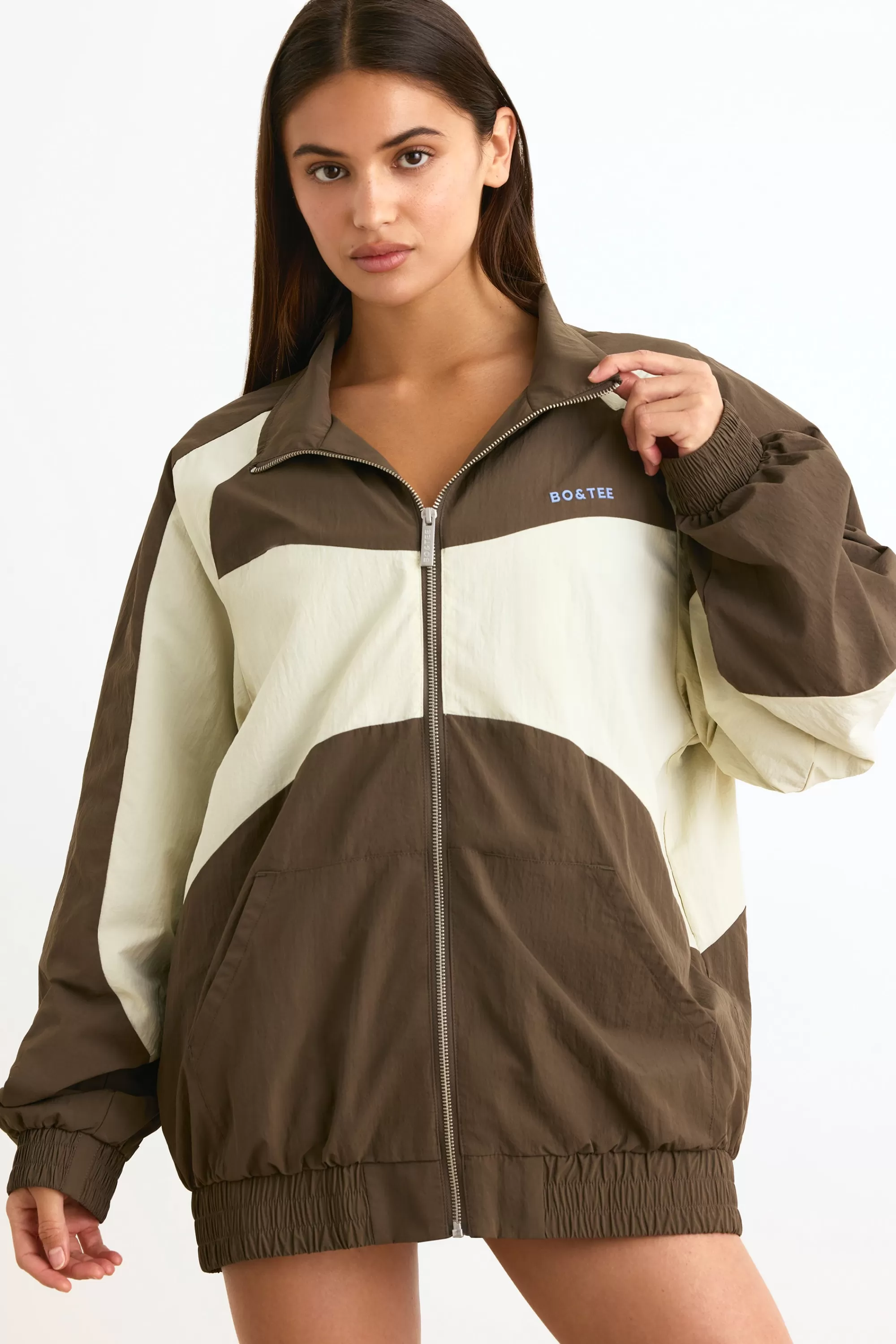 Oh Polly Colourblock Track Jacket In Espresso Outlet