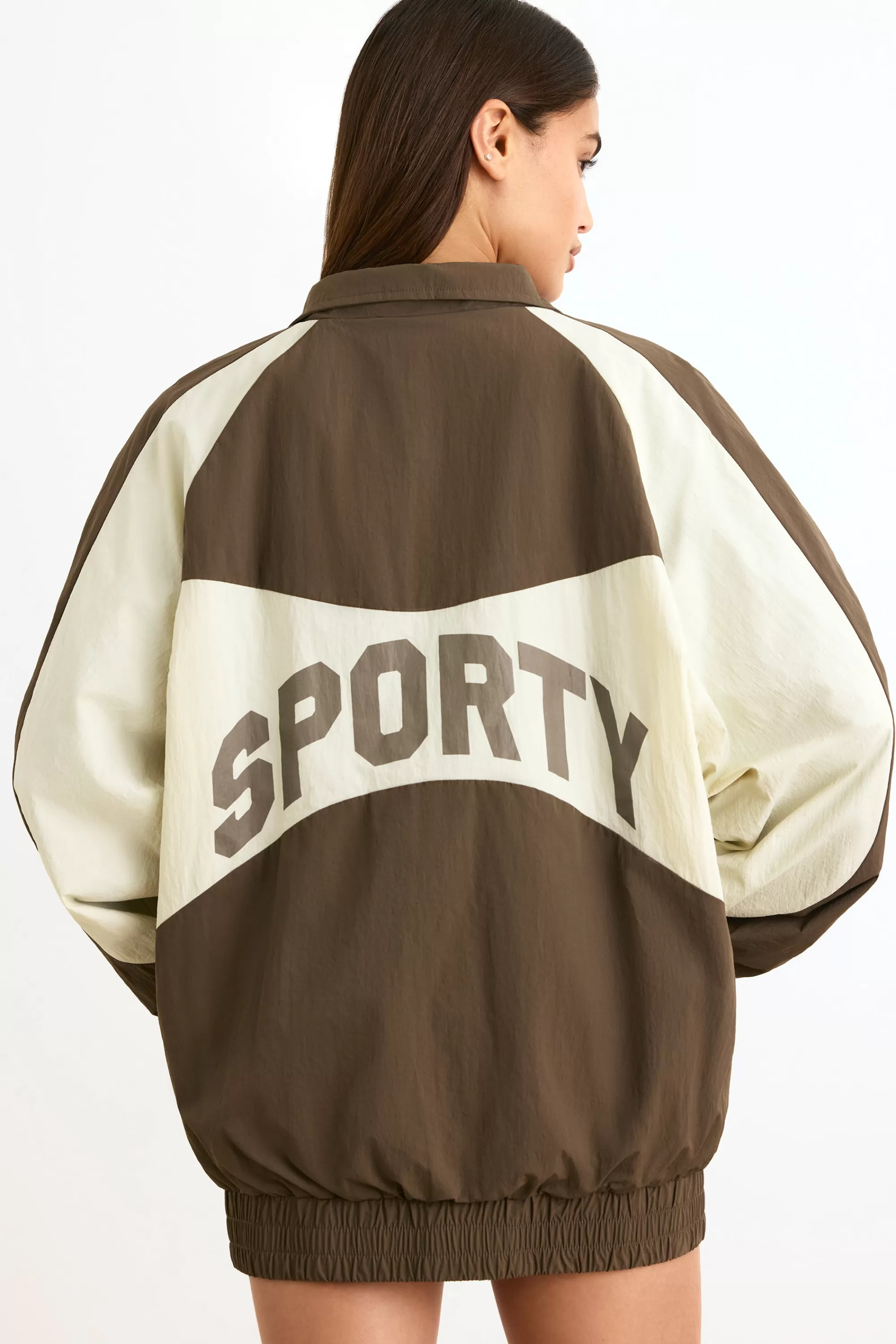 Oh Polly Colourblock Track Jacket In Espresso Outlet