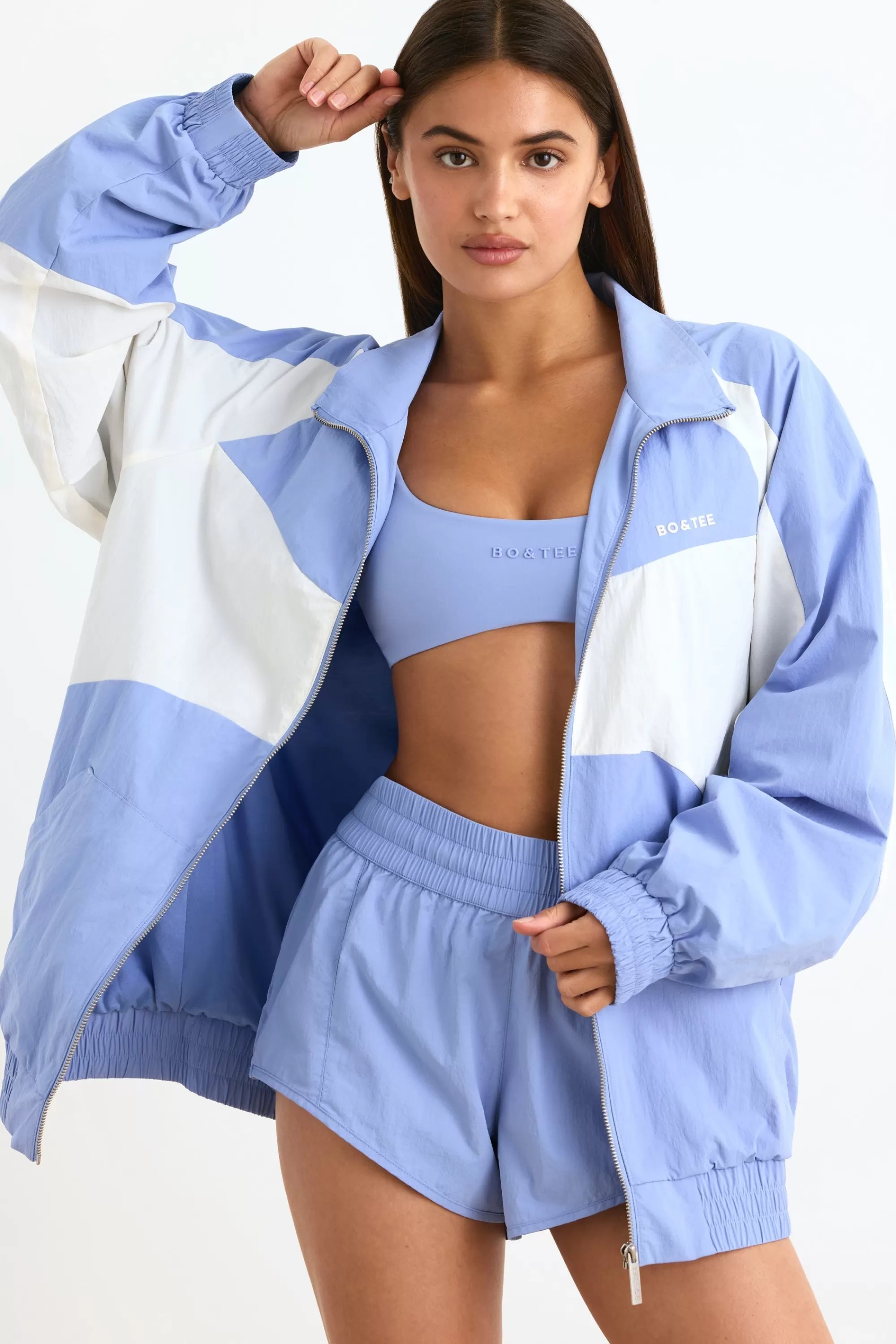 Oh Polly Colourblock Track Jacket In Lavender Blue Best Sale