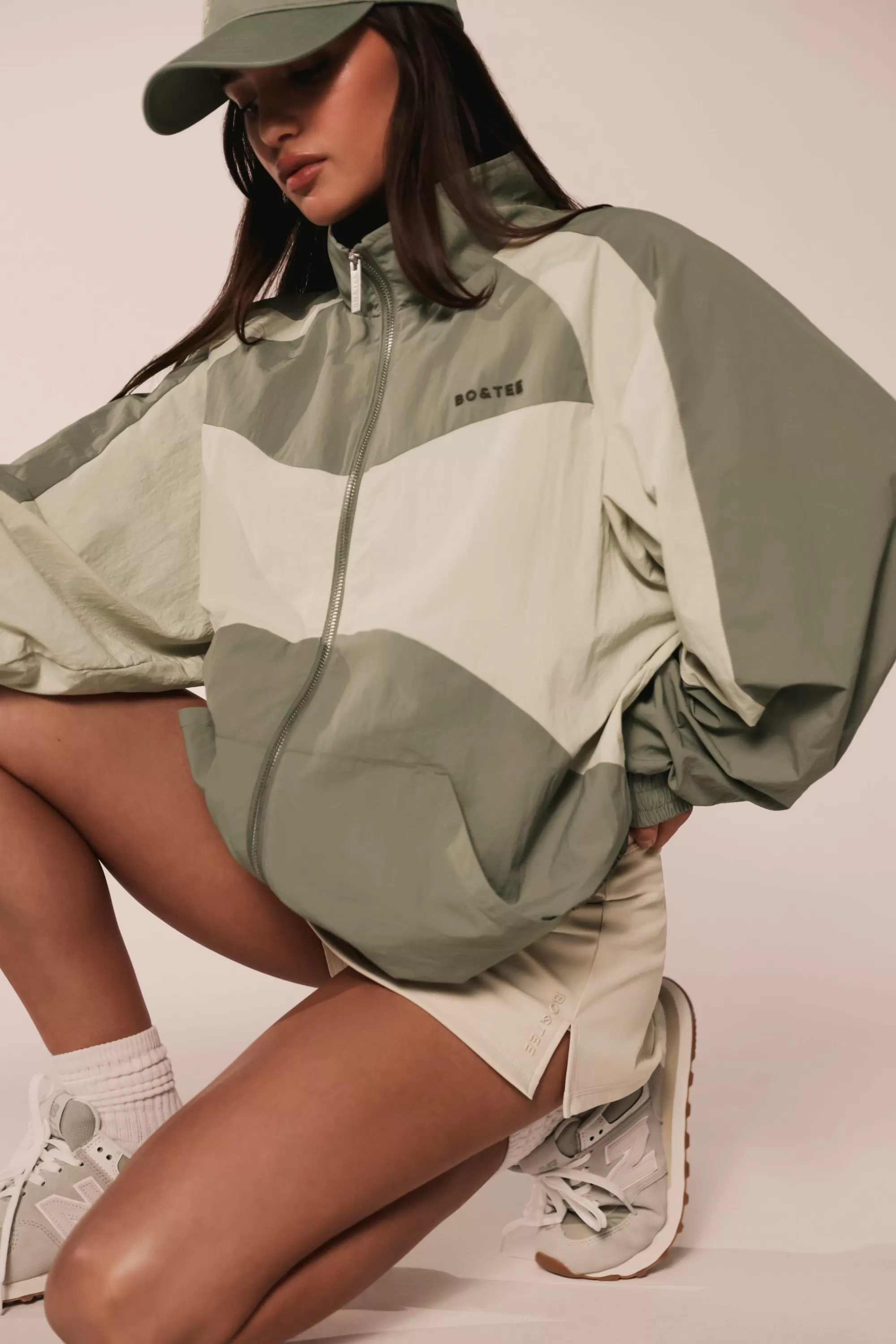 Oh Polly Colourblock Track Jacket In Mineral Outlet