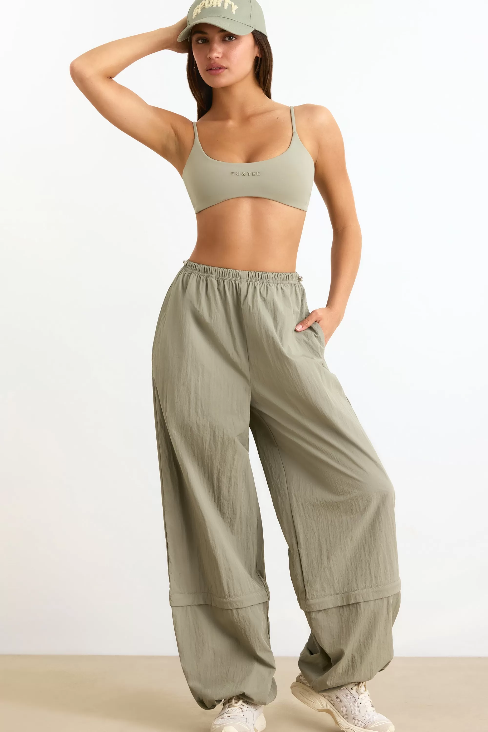 Oh Polly Convertible Wide Leg Track Pants In Mineral Sale