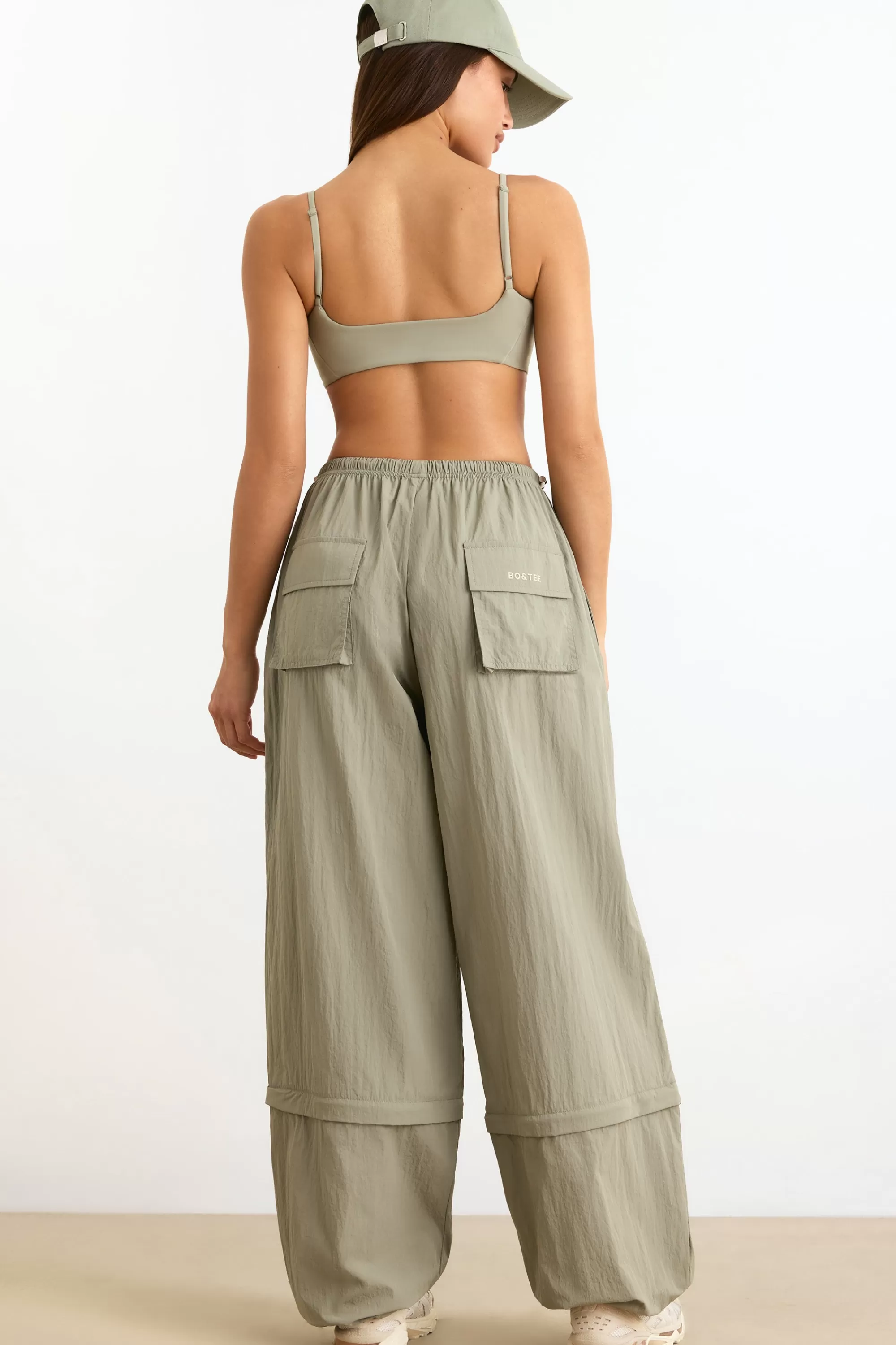 Oh Polly Convertible Wide Leg Track Pants In Mineral Sale