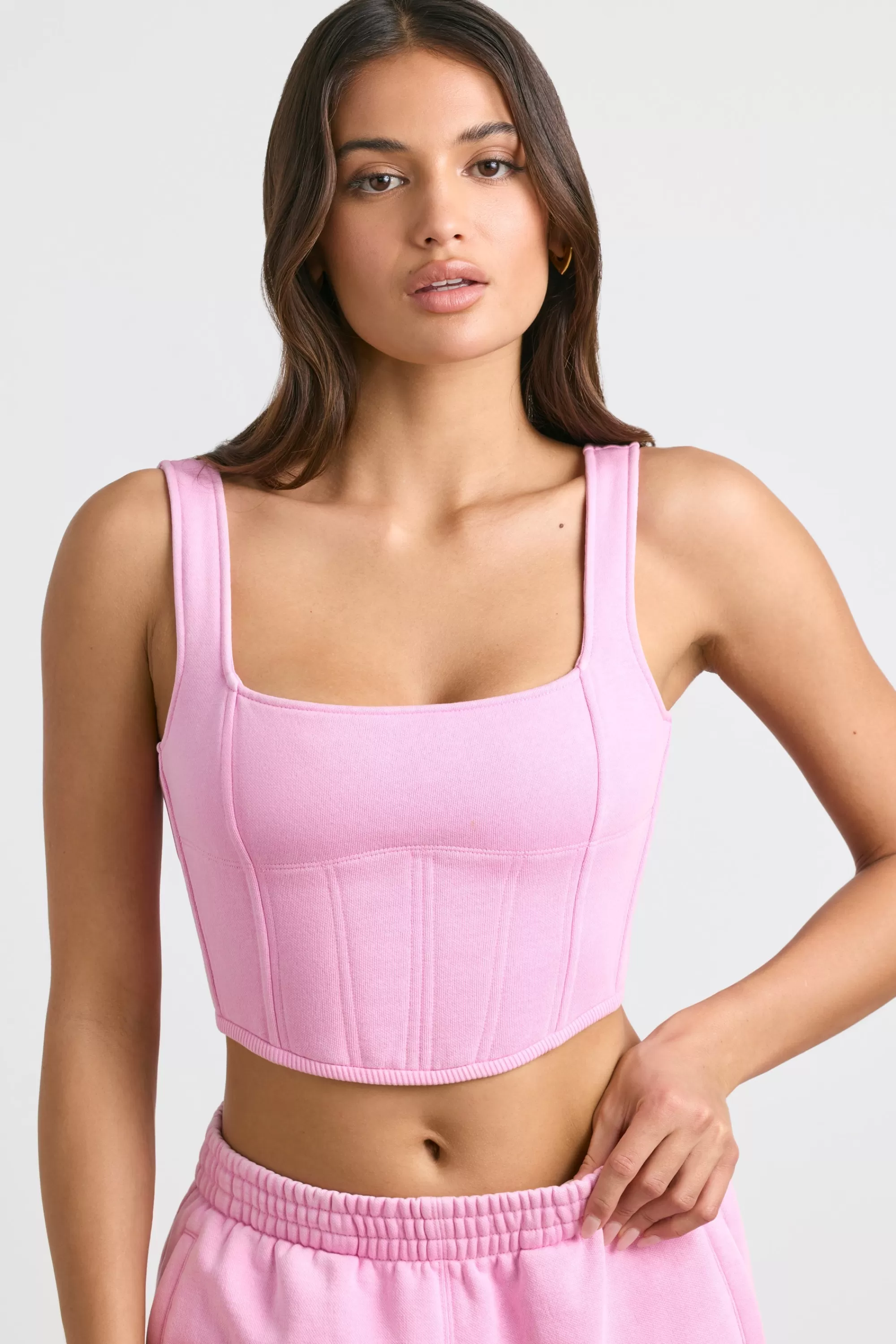 Oh Polly Corset Crop Top In Bubblegum Pink Fashion