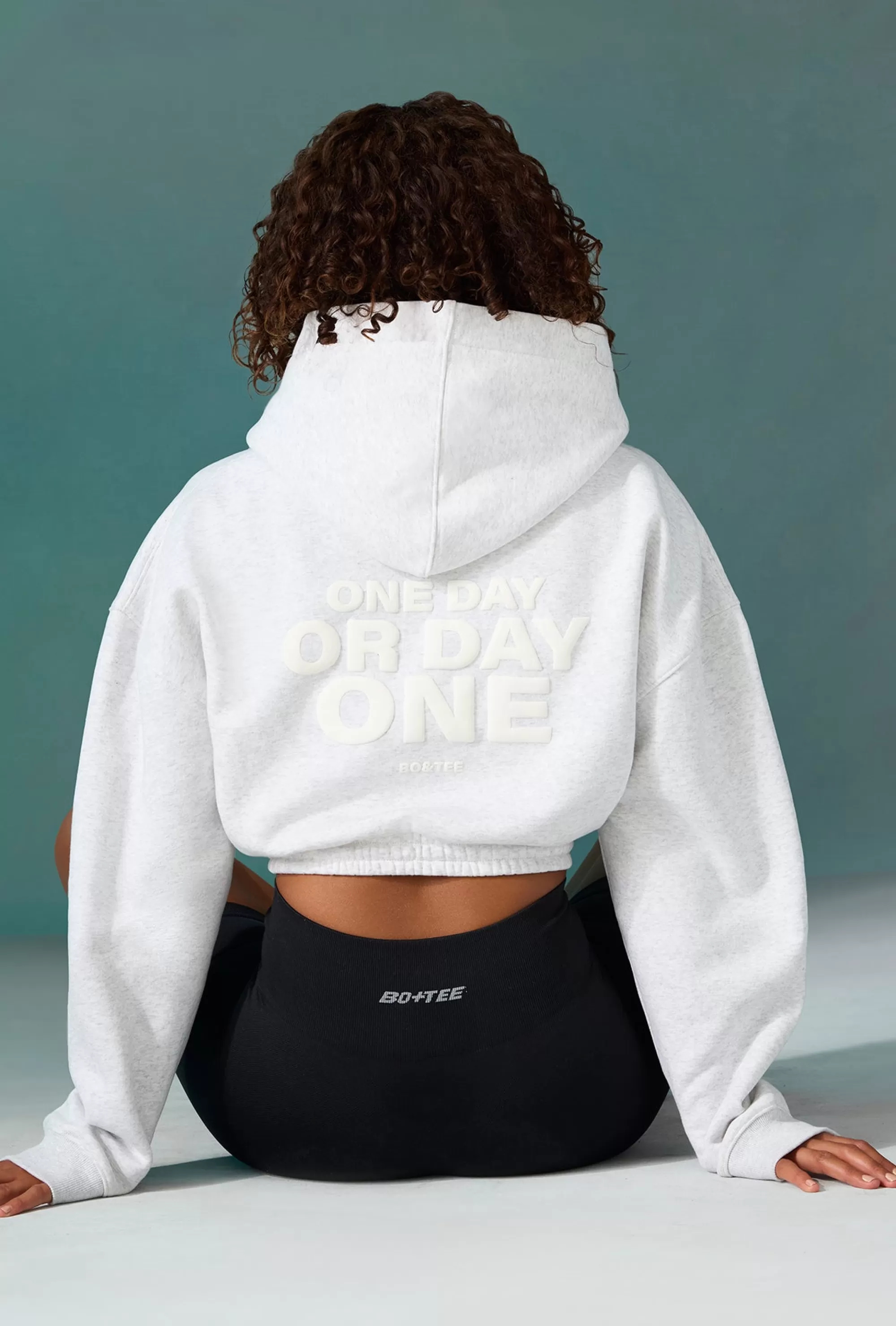 Oh Polly Cropped Drawstring Hooded Sweatshirt In Ice Grey Discount