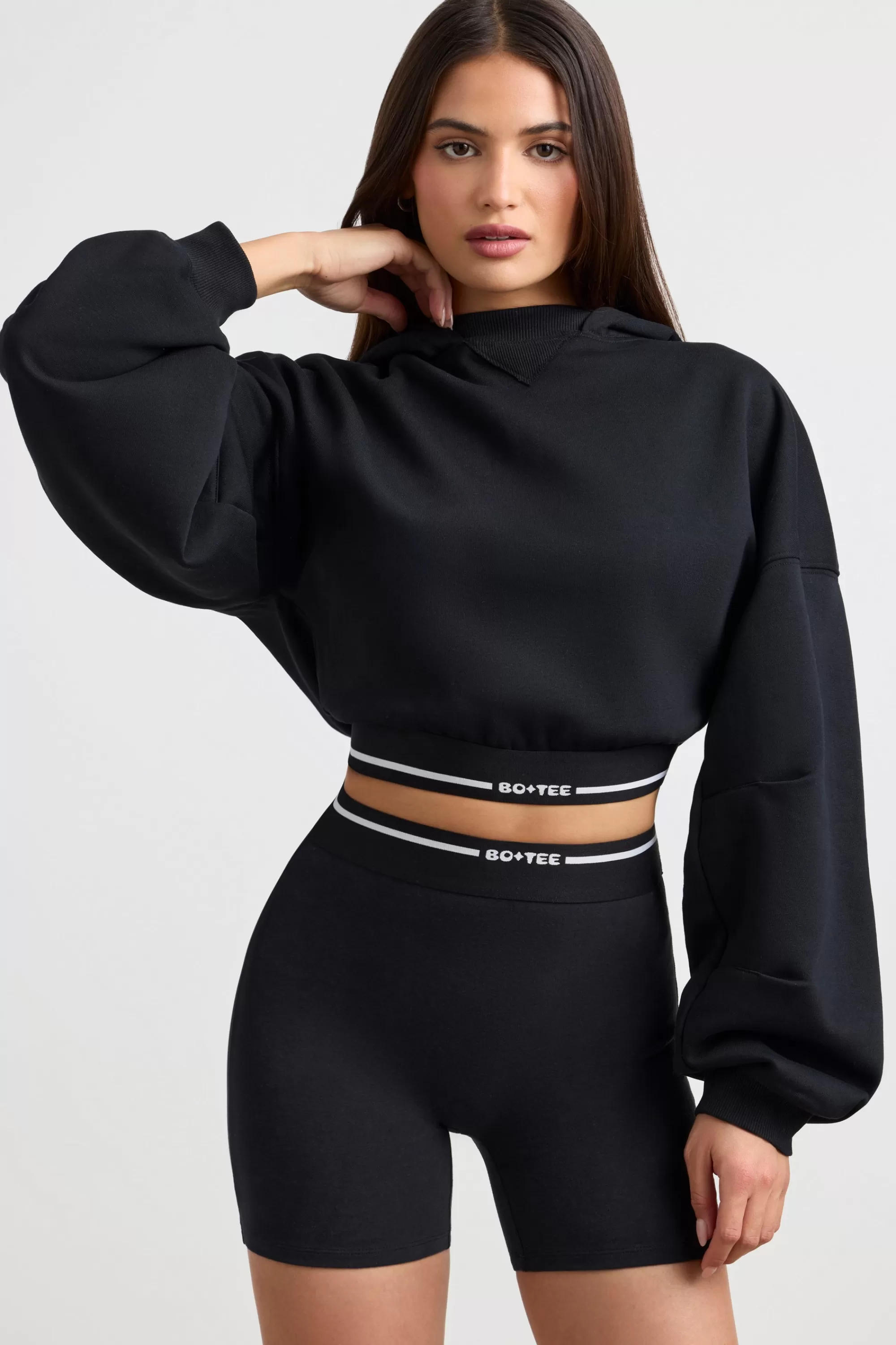 Oh Polly Cropped Hoodie In Black New