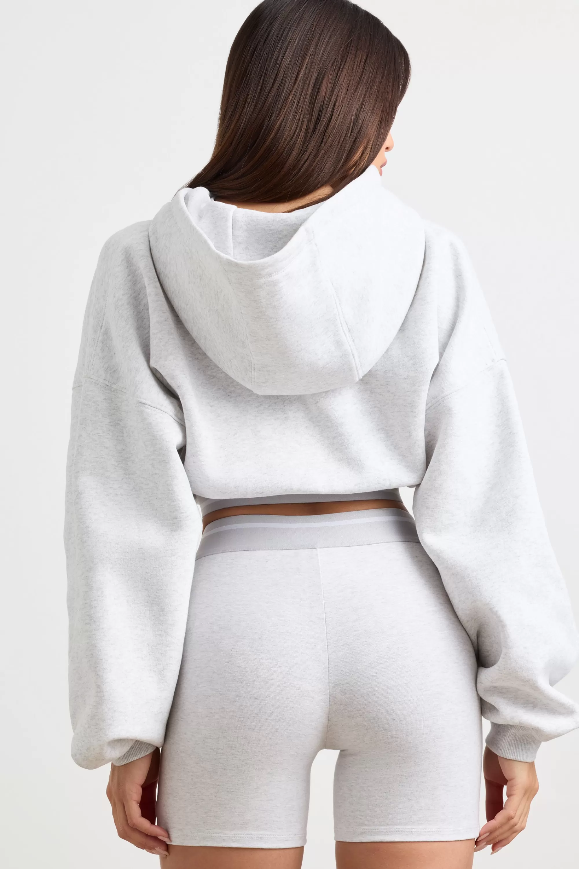 Oh Polly Cropped Hoodie In Grey Marl Online