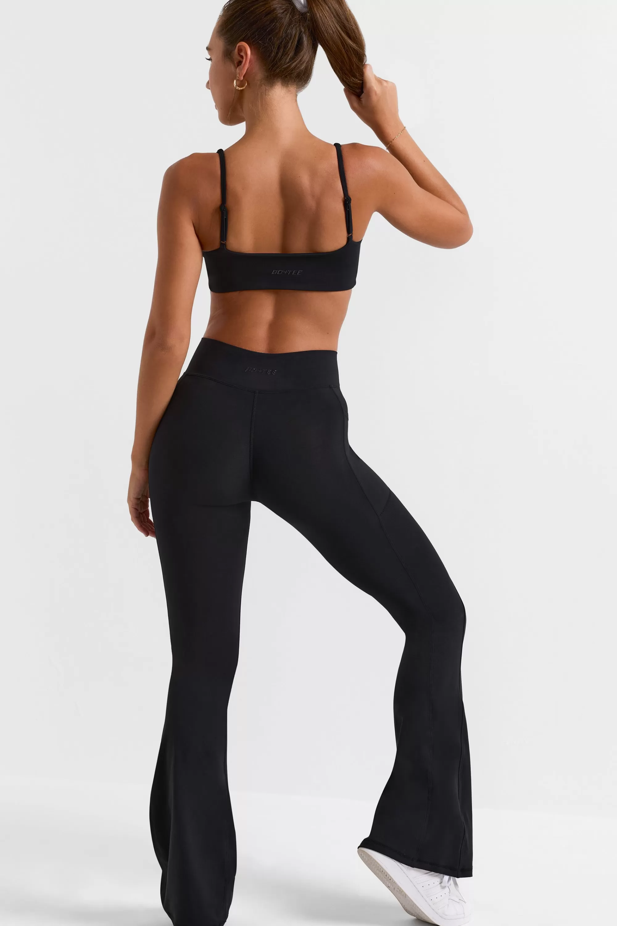 Oh Polly Cross Waistband Flare Pocket Leggings In Black Online