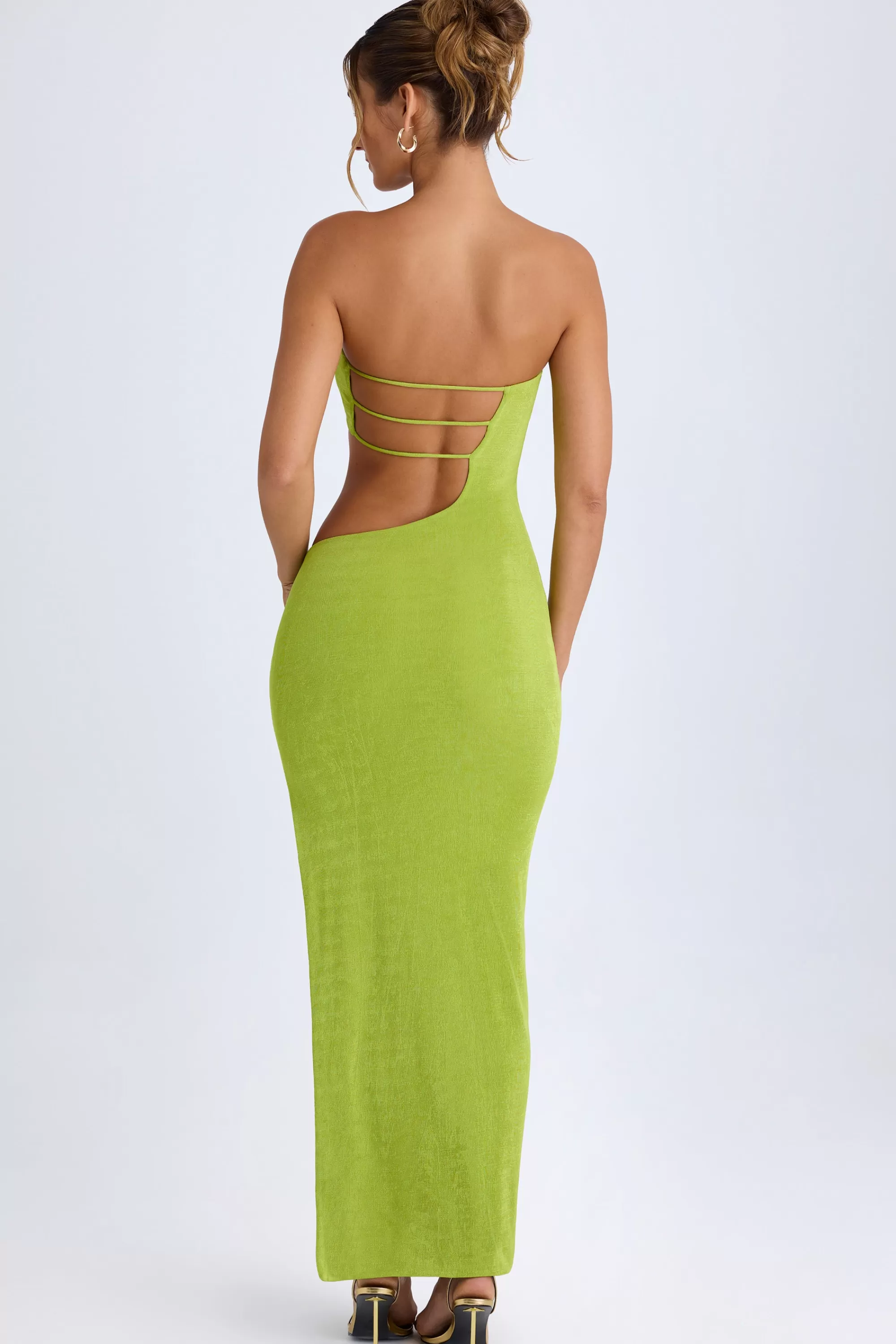 Oh Polly Cut-Out Bandeau Maxi Dress In Pear Green Best Sale