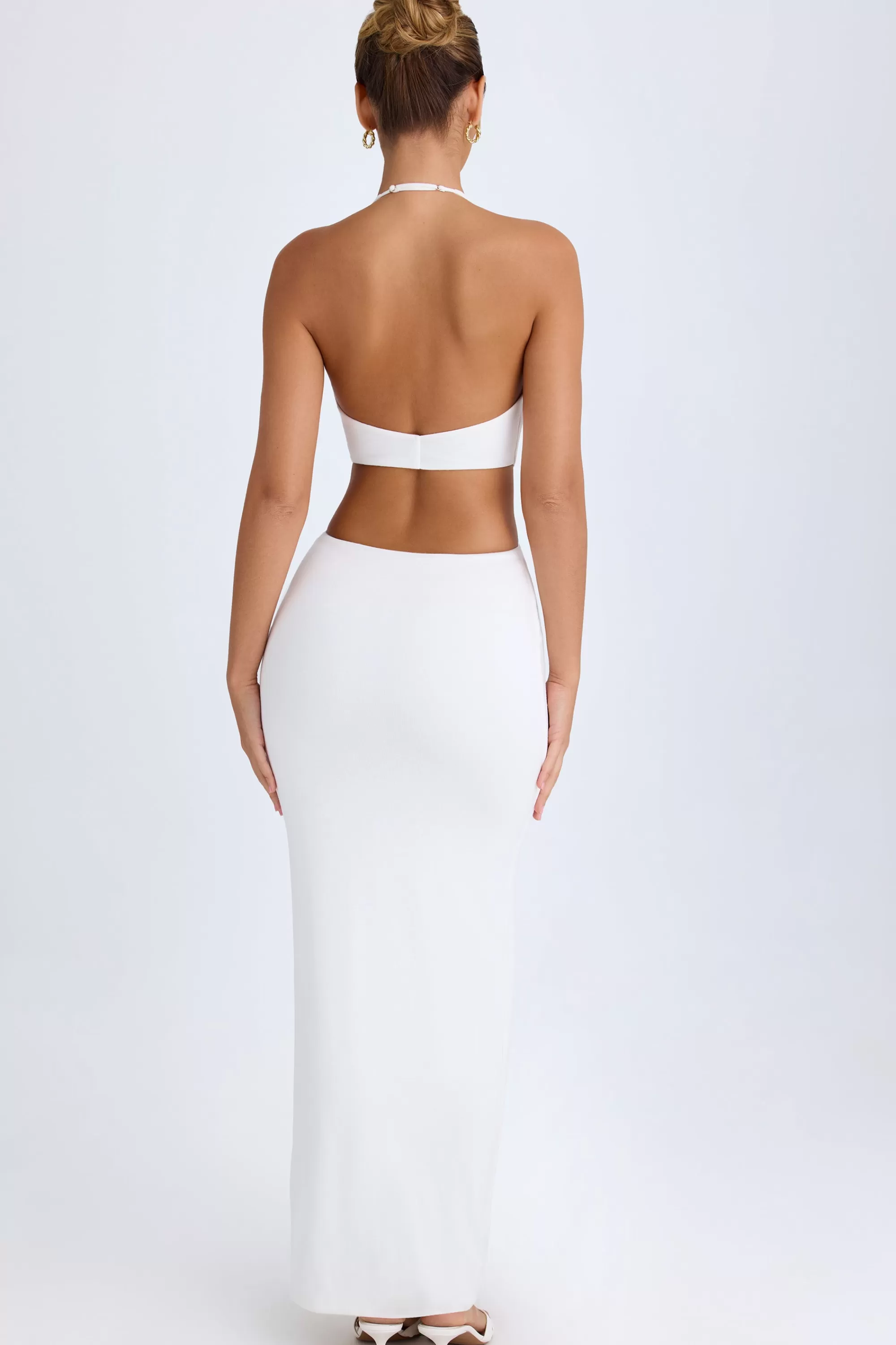 Oh Polly Cut-Out Halterneck Maxi Dress In White Outlet