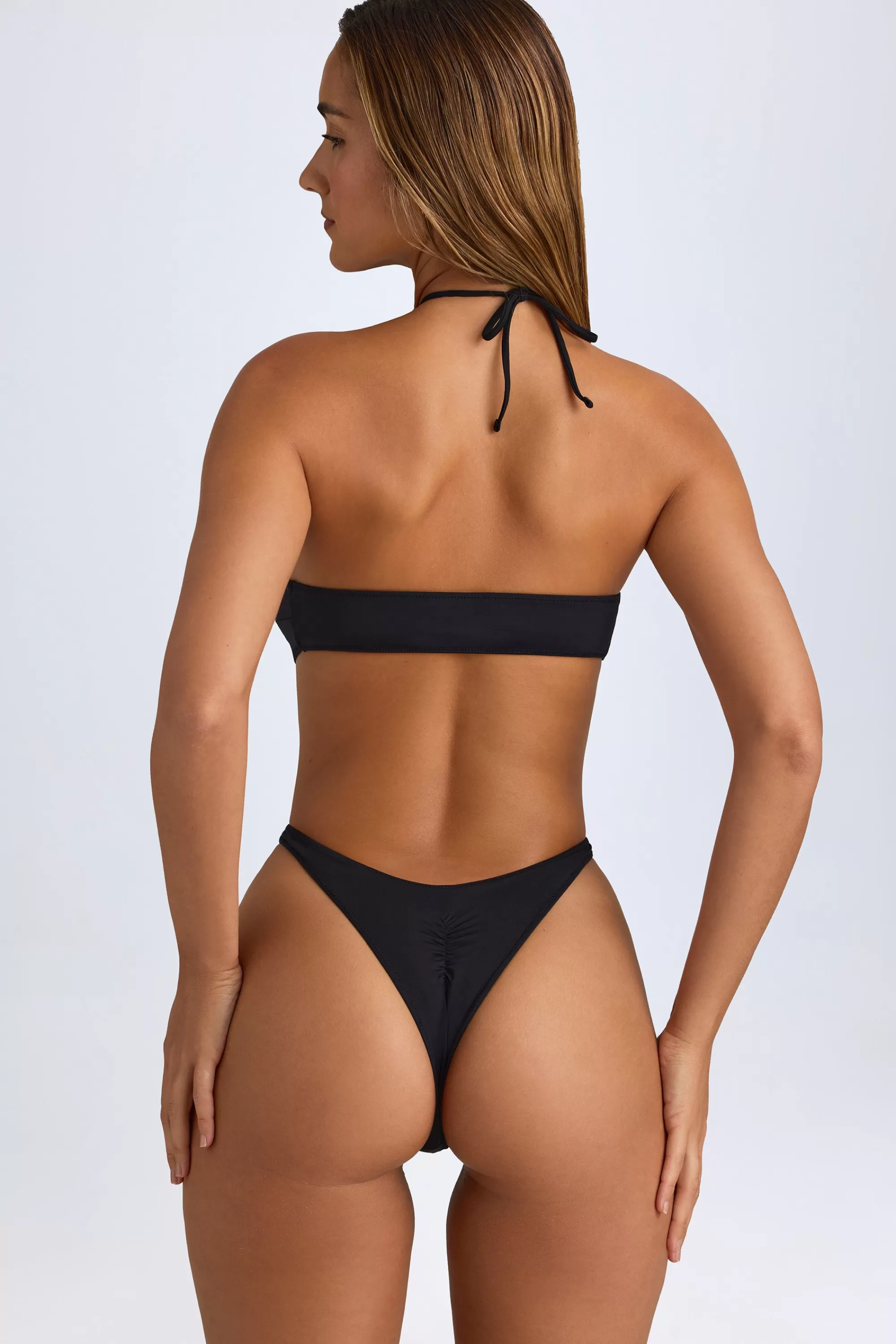 Oh Polly Cut-Out Halterneck Swimsuit In Black Clearance