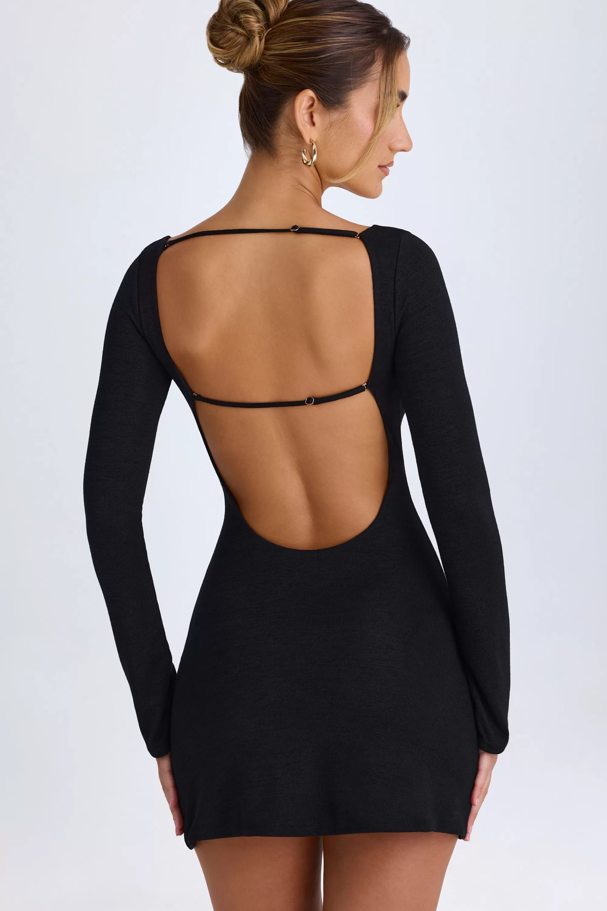 Oh Polly Cut-Out Long-Sleeve Mini Dress In Black Best