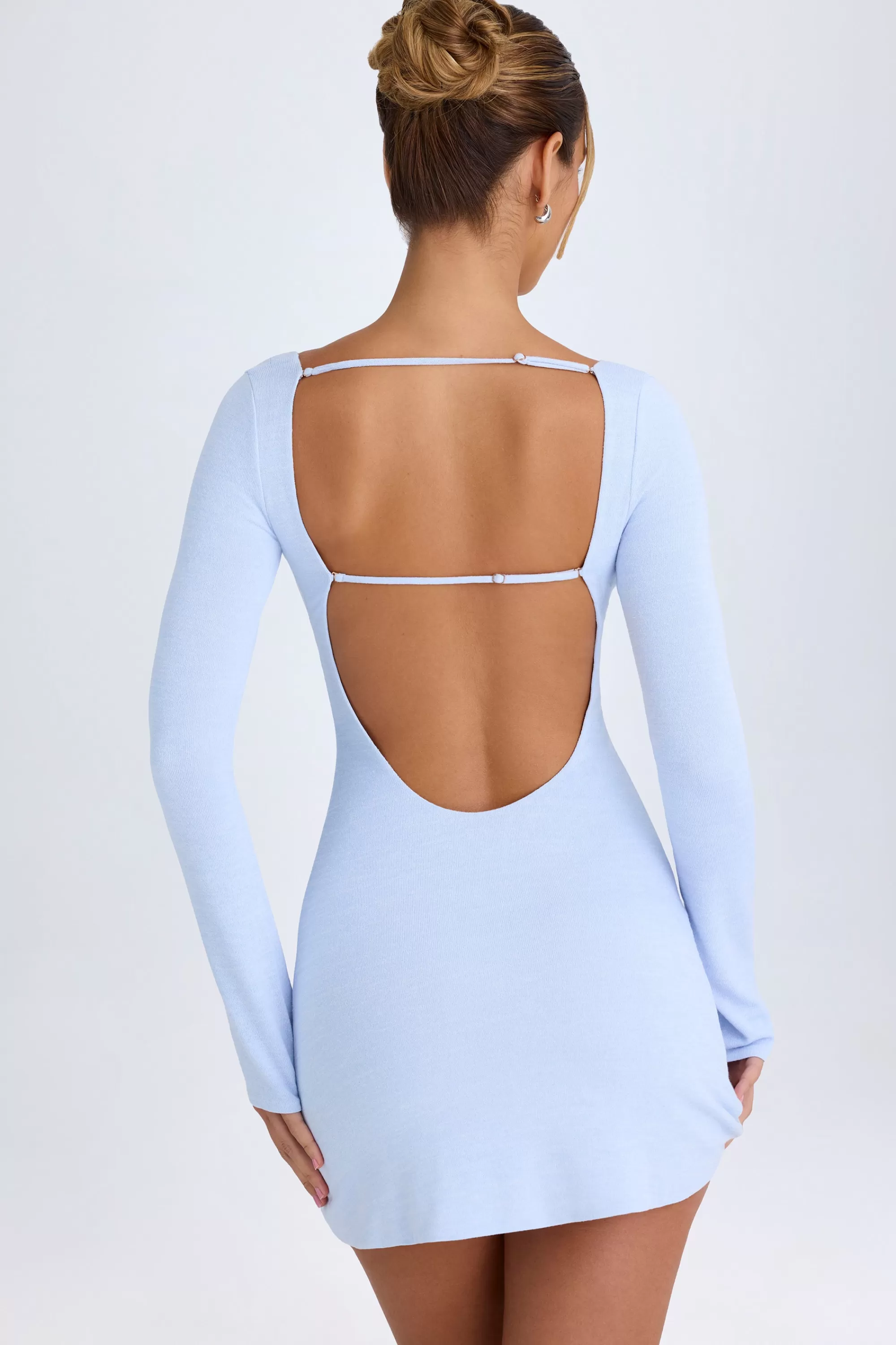 Oh Polly Cut-Out Long-Sleeve Mini Dress In Periwinkle Blue Store