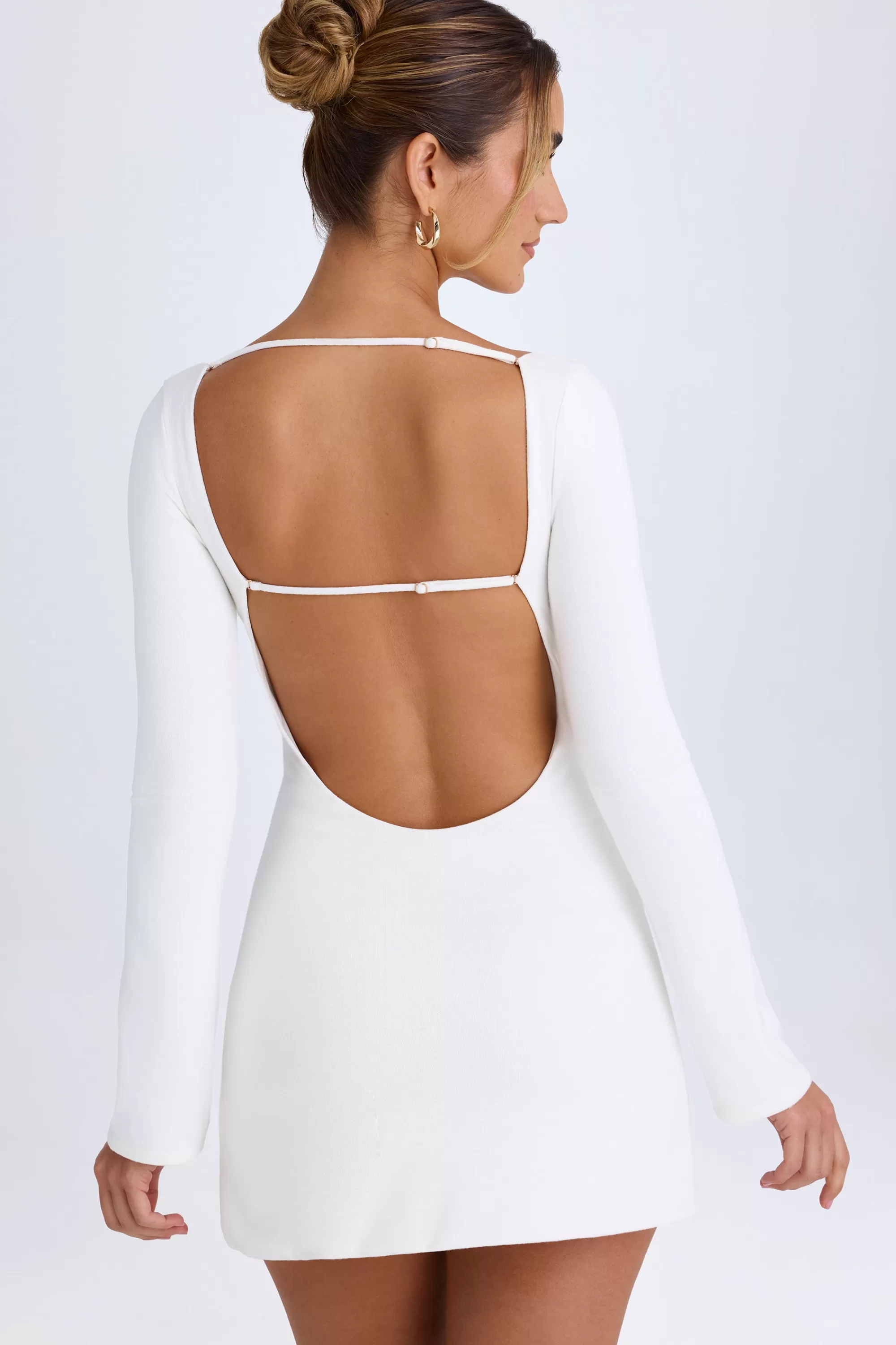 Oh Polly Cut-Out Long-Sleeve Mini Dress In White Best