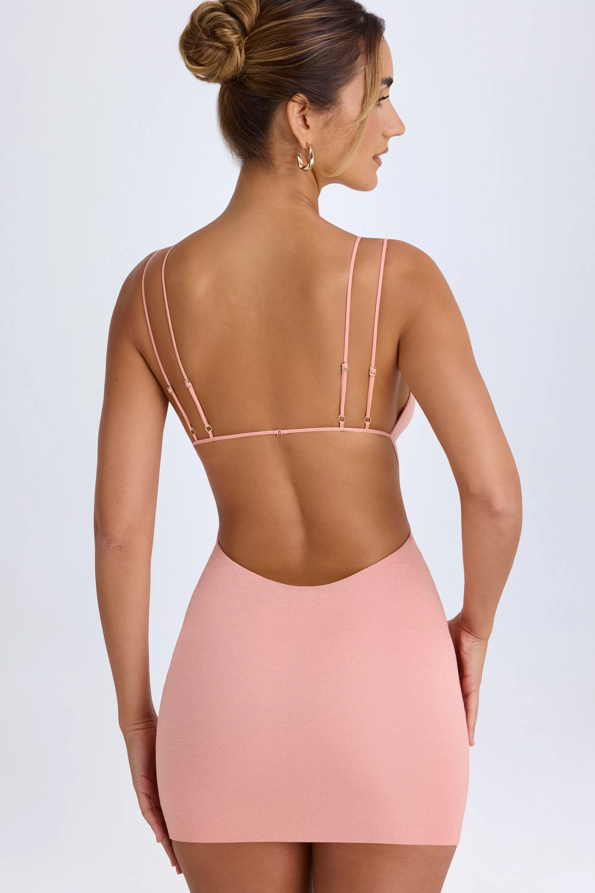 Oh Polly Cut-Out Open-Back Mini Dress In Apricot Pink Best