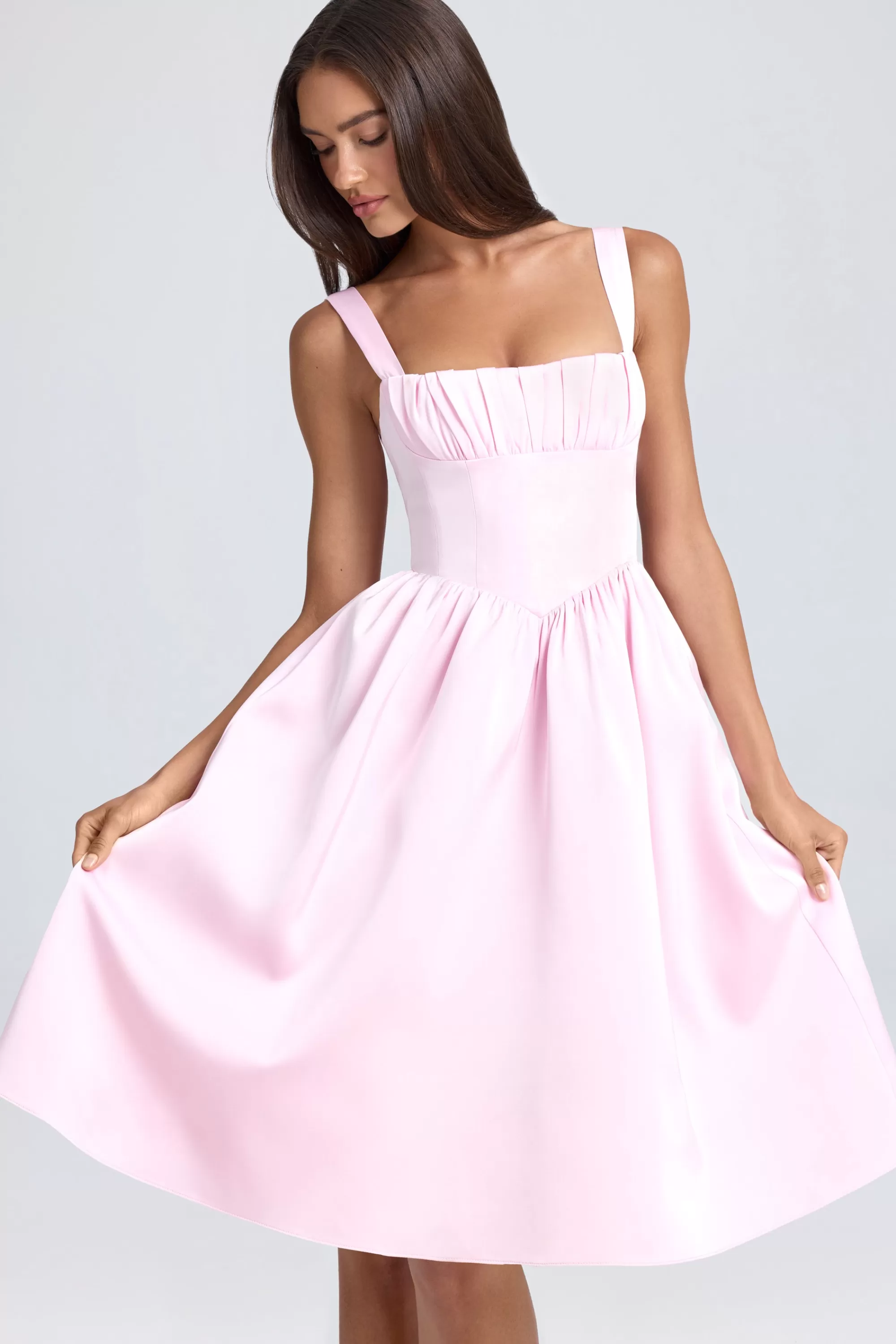 Oh Polly Draped Corset Midaxi Dress In Blush Online