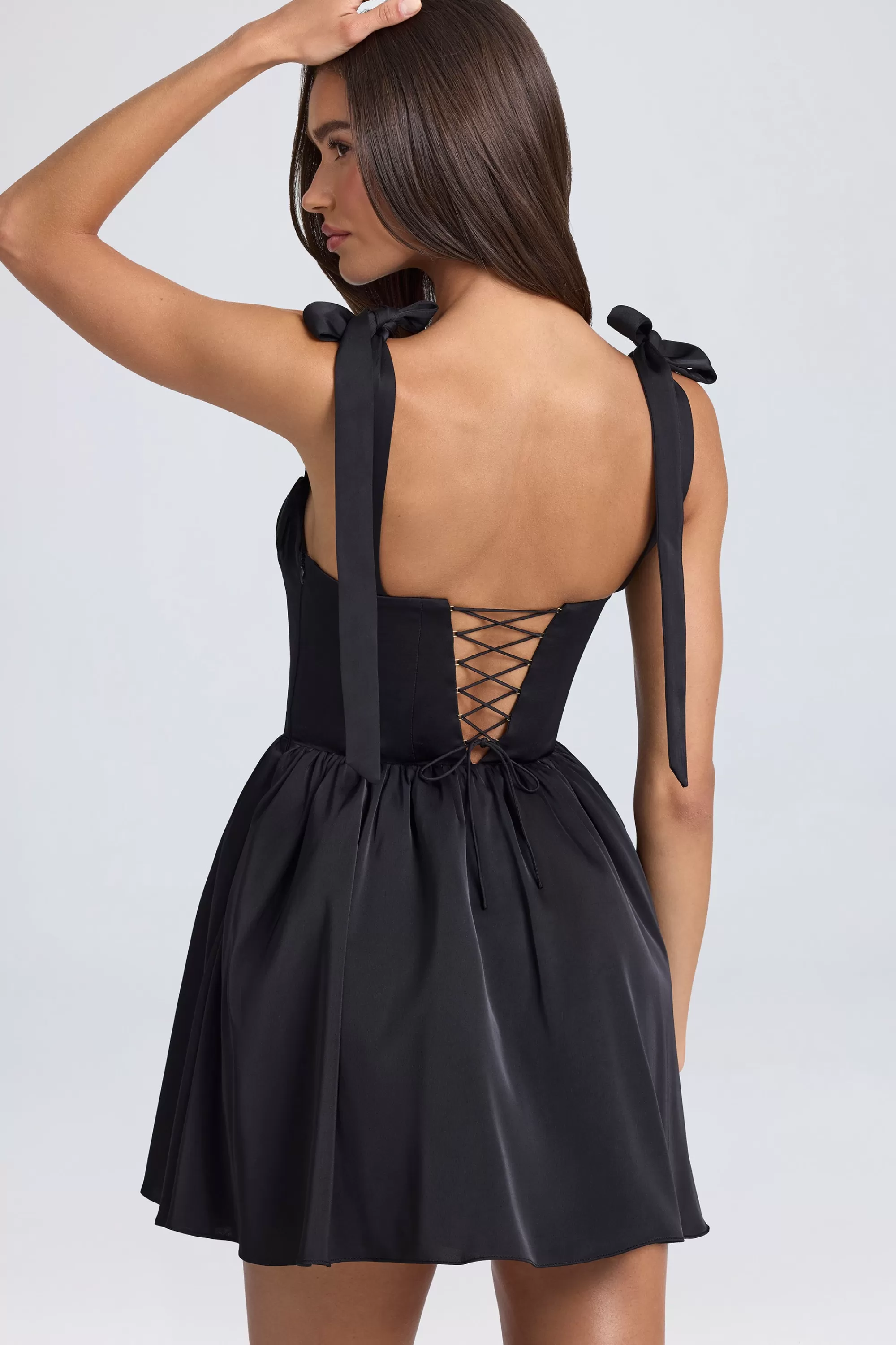 Oh Polly Draped Corset Mini Dress In Black Hot