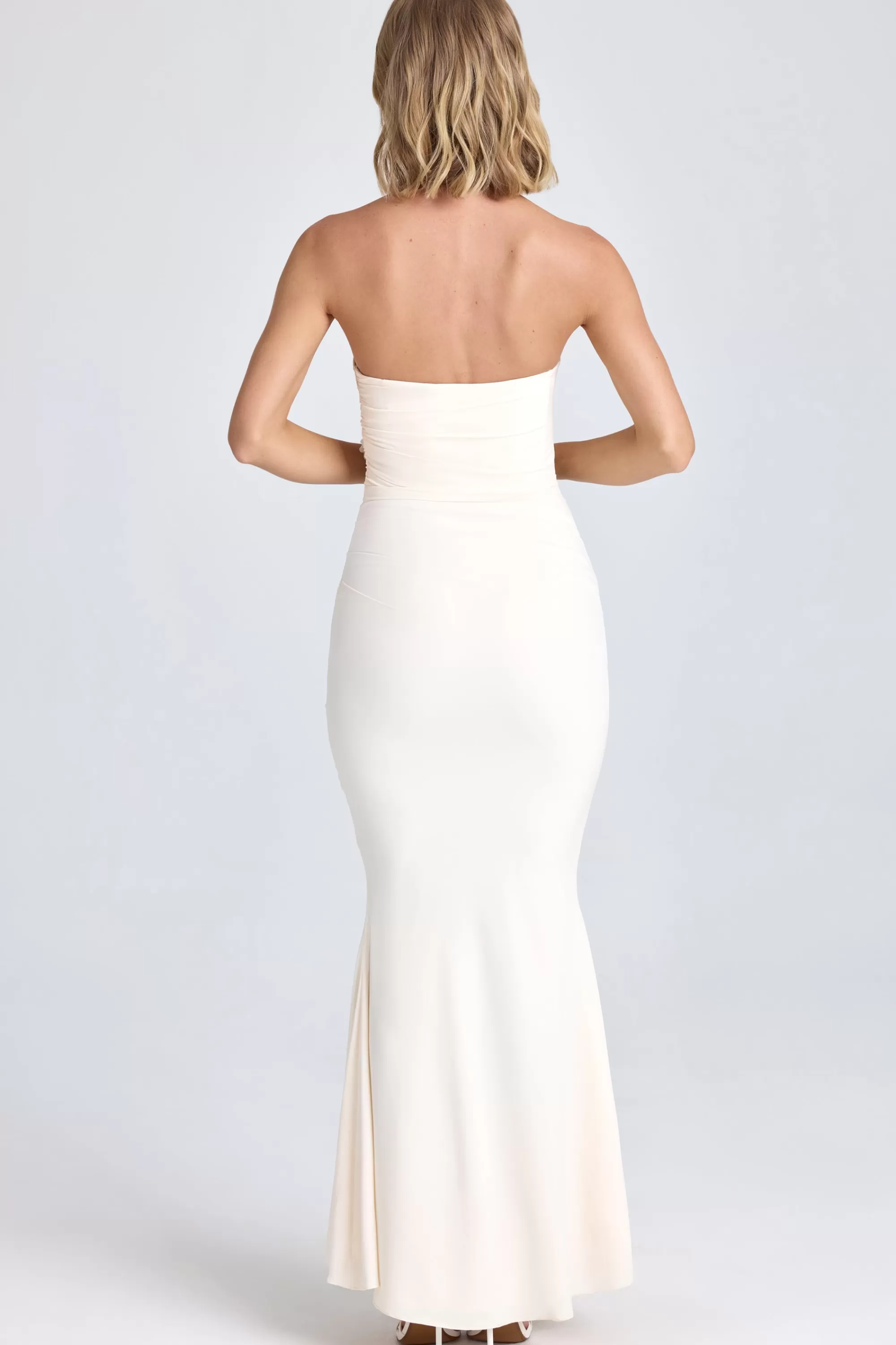 Oh Polly Draped Floral-Appliqué Maxi Dress In Ivory Fashion