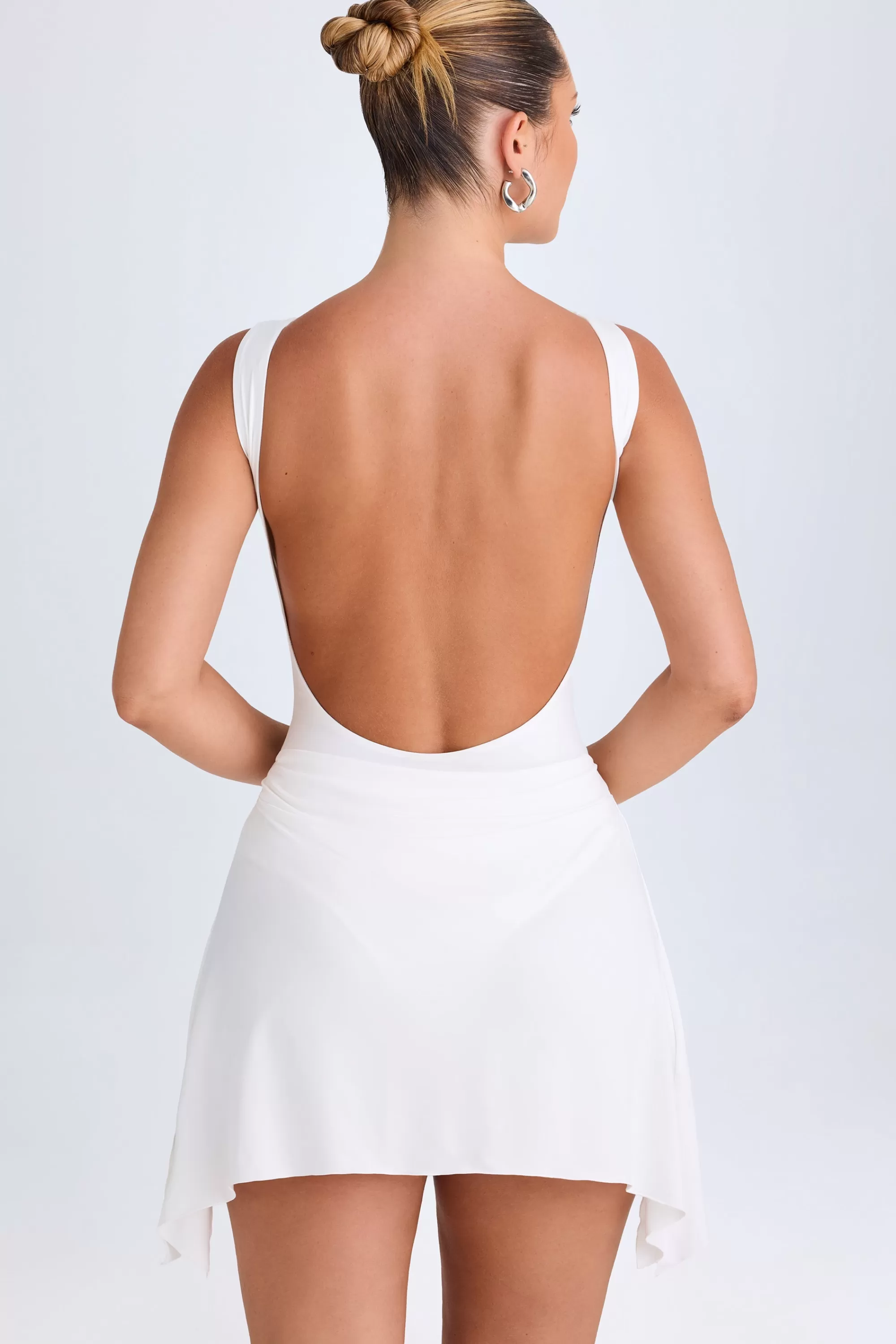 Oh Polly Draped Open-Back Mini Dress In White Hot