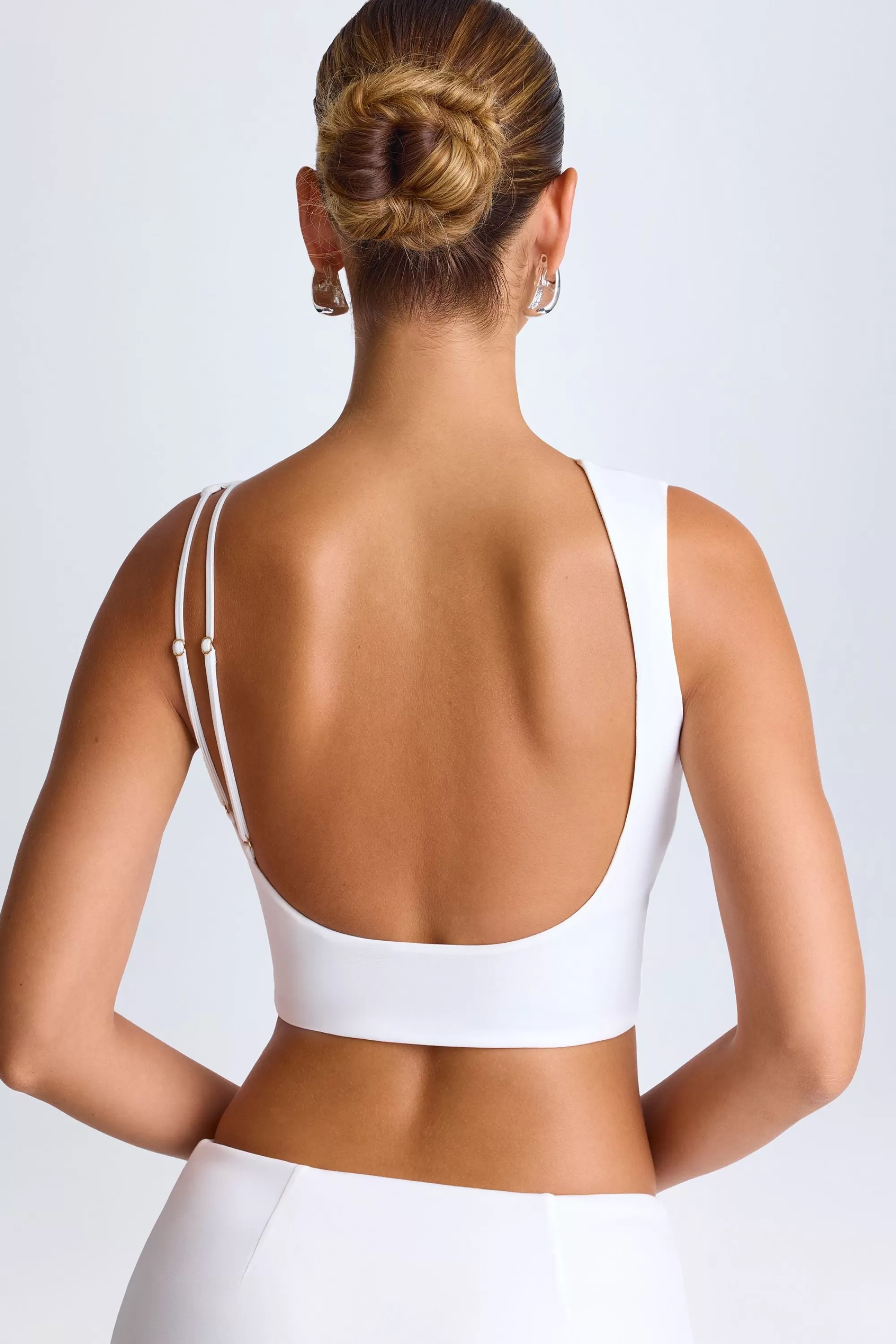 Oh Polly Draped Open-Back Tank Top In White Best Sale