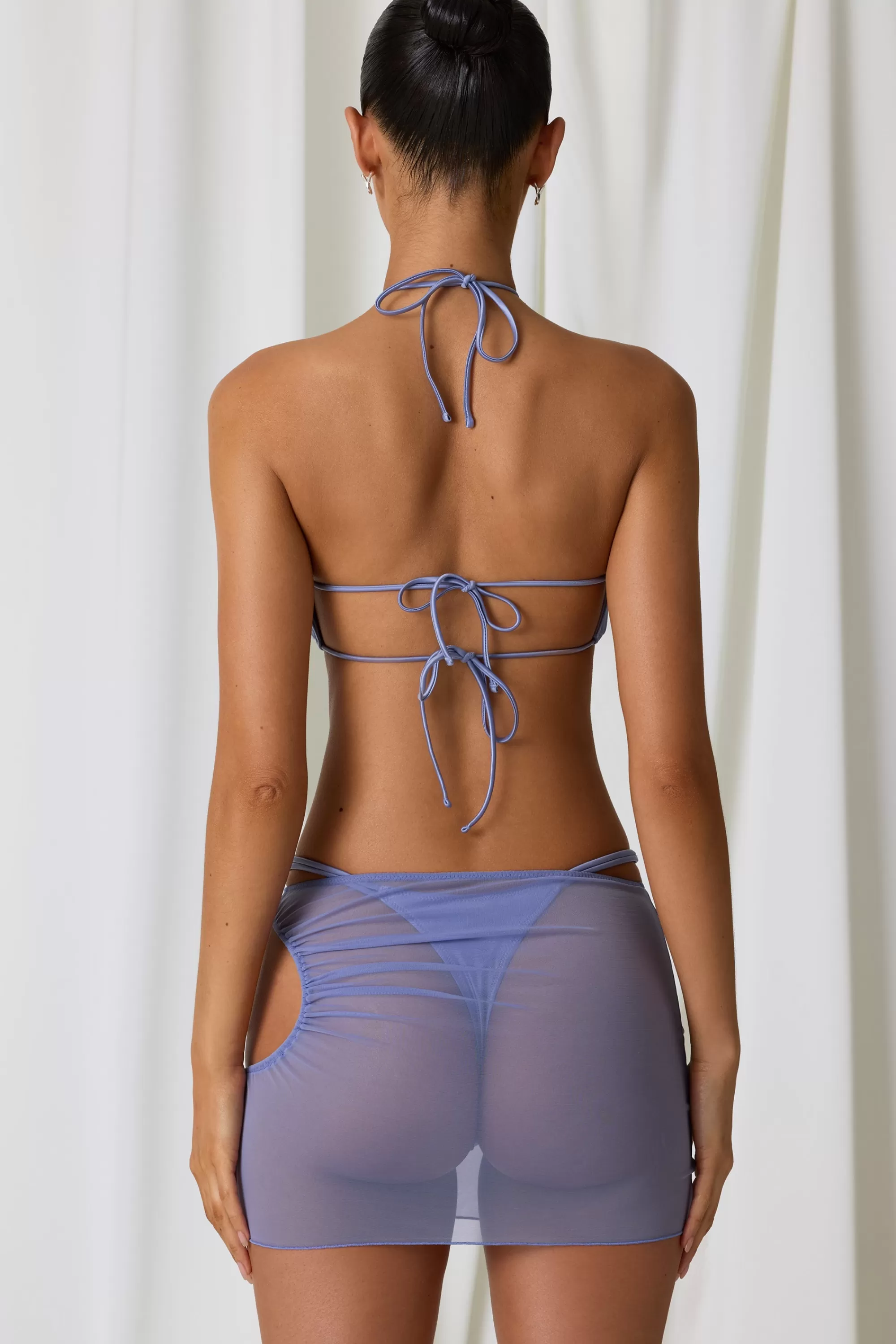 Oh Polly Drawstring Cut-Out Mini Skirt In Lavender Purple Best