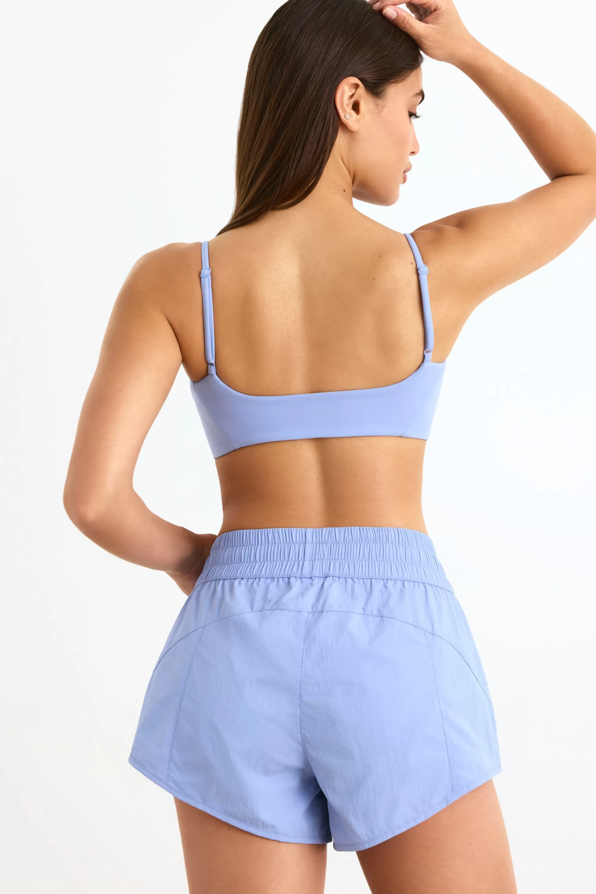 Oh Polly Elasticated Mini Shorts In Lavender Blue Flash Sale