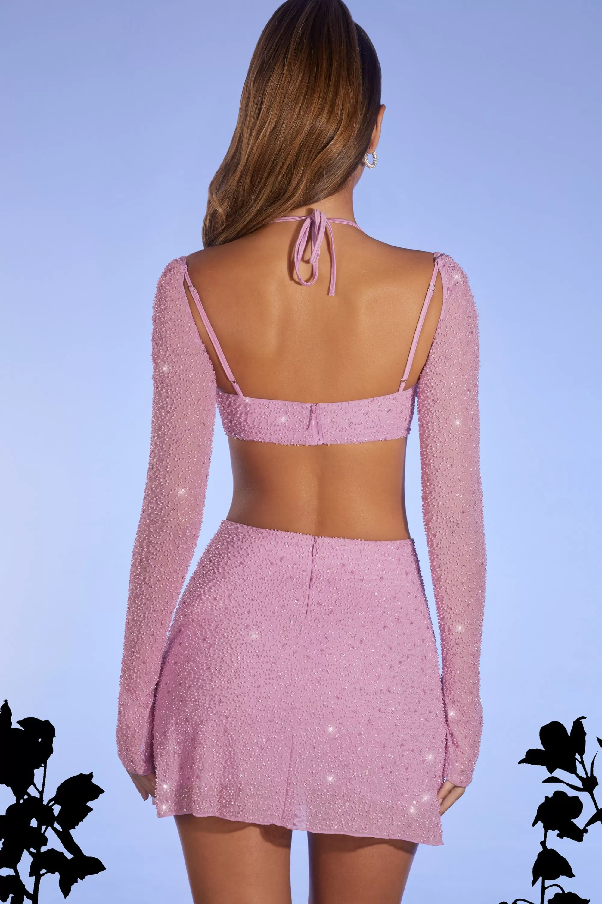 Oh Polly Embellished A-Line Mini Skirt In Pink Discount