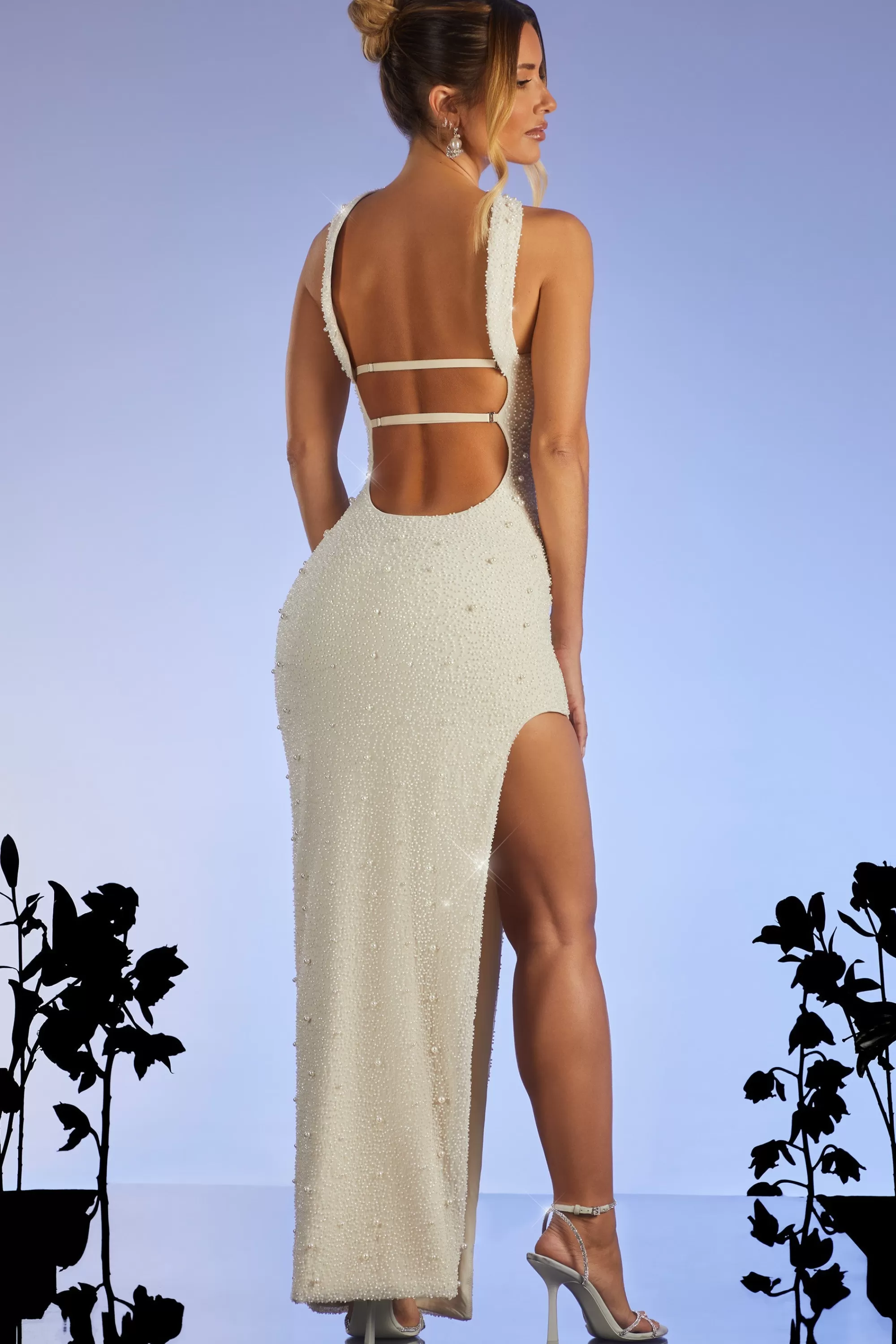 Oh Polly Embellished Bandeau Maxi Dress In Ivory Best Sale