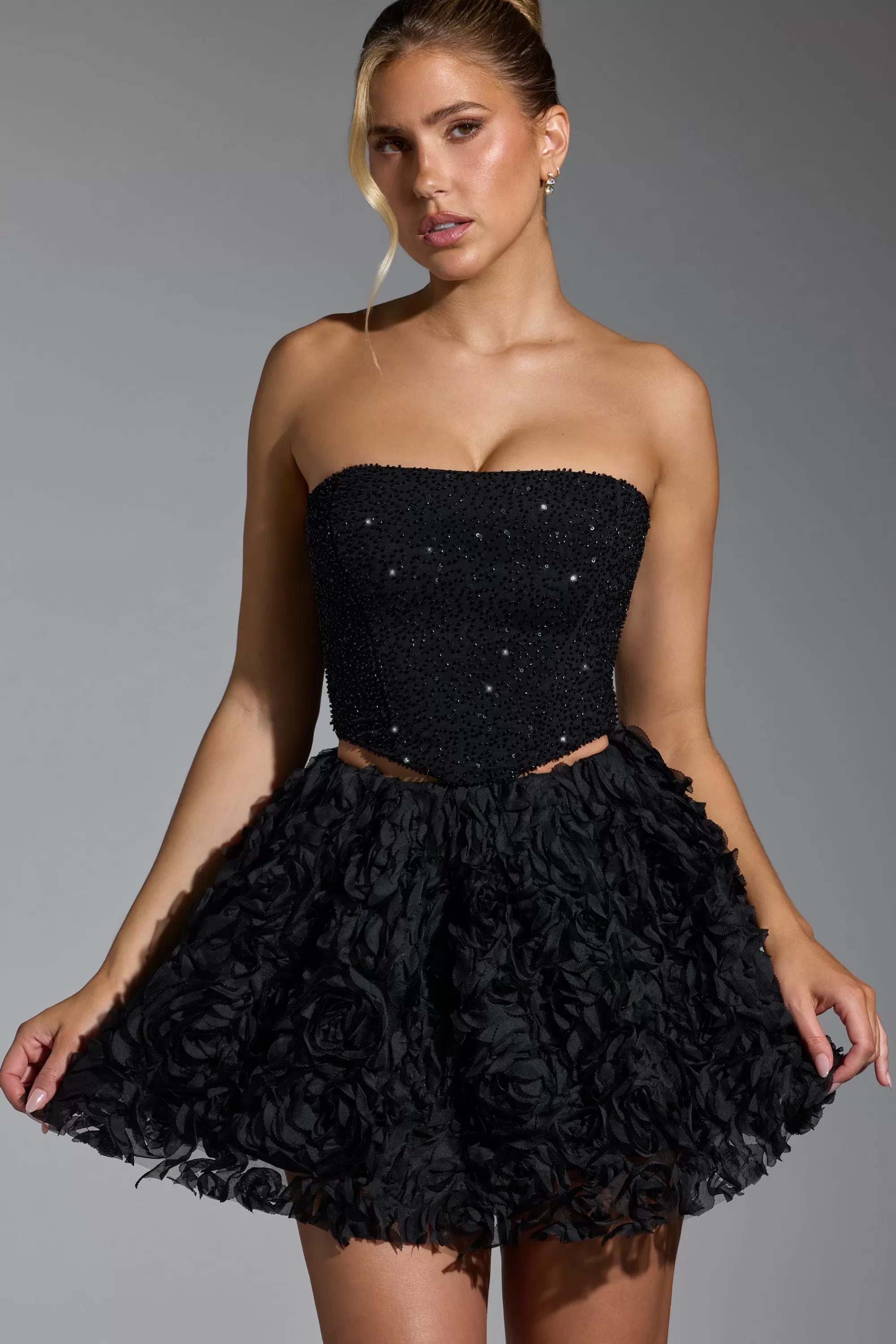 Oh Polly Embellished Corset Top In Black Shop