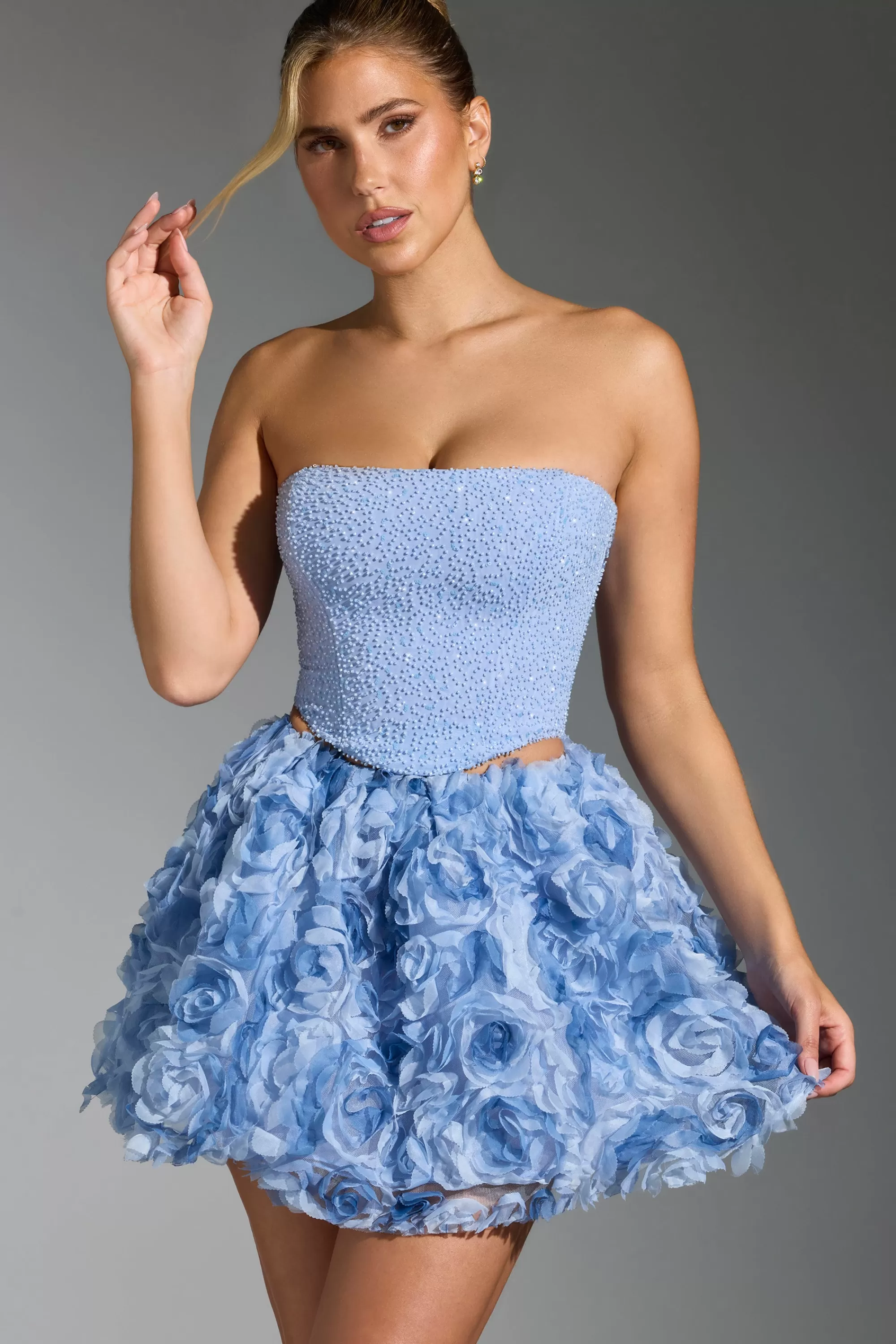 Oh Polly Embellished Corset Top In Blue Online