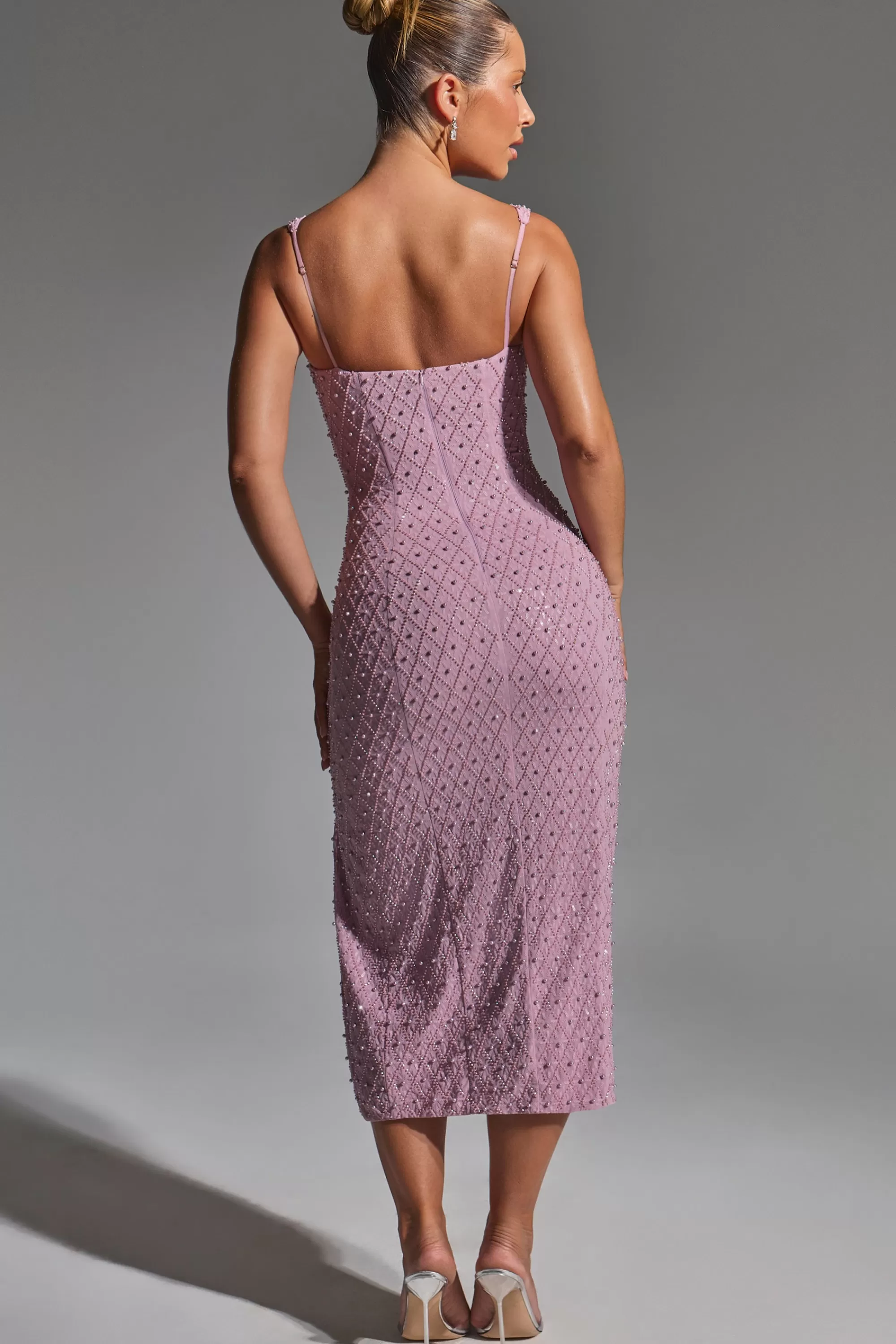 Oh Polly Embellished Cowl-Neck Midaxi Dress In Mauve Shop