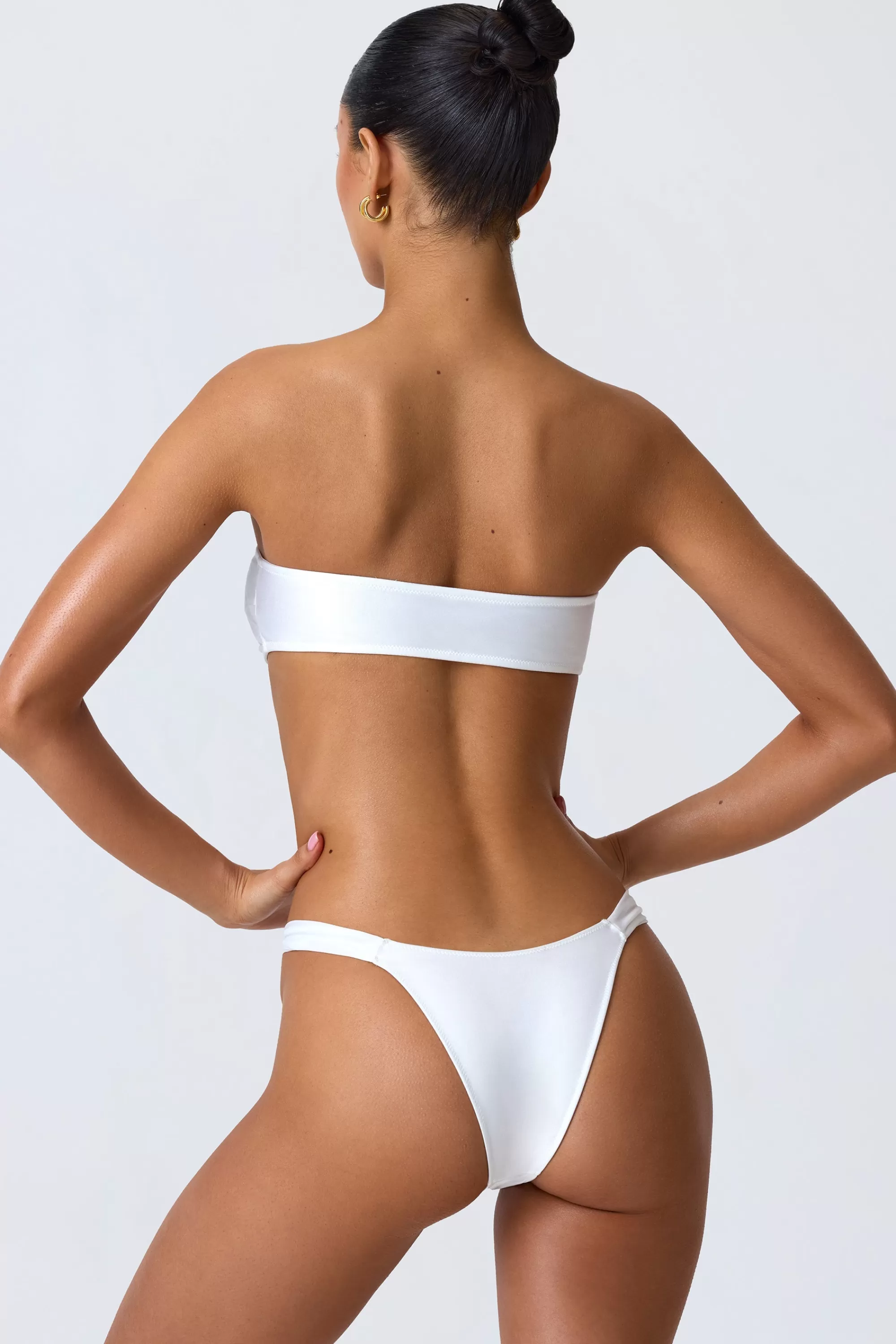 Oh Polly Embellished Cut-Out Bandeau Bikini Top In White Sale