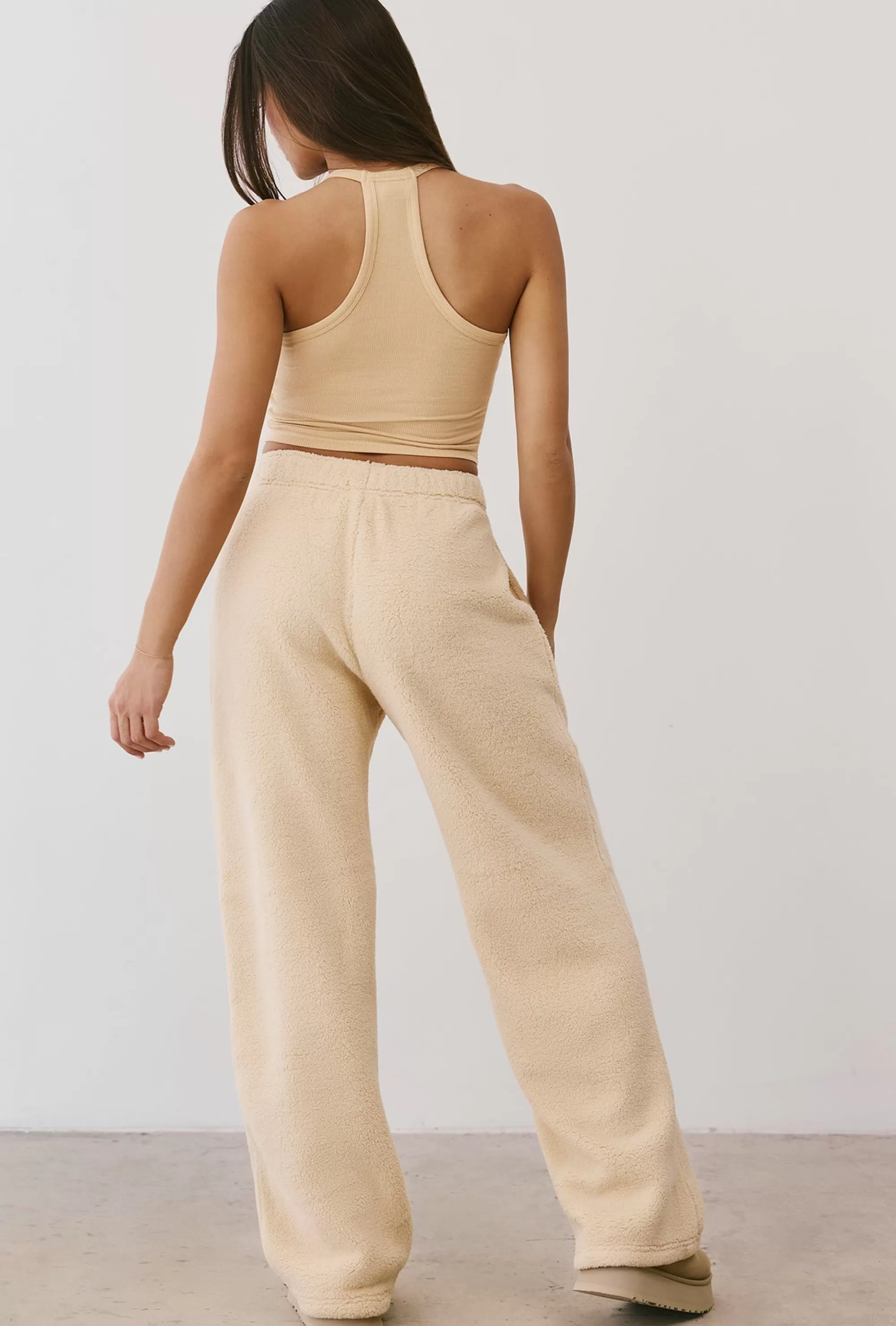 Oh Polly Fleece Wide Leg Joggers In Cashmere Store