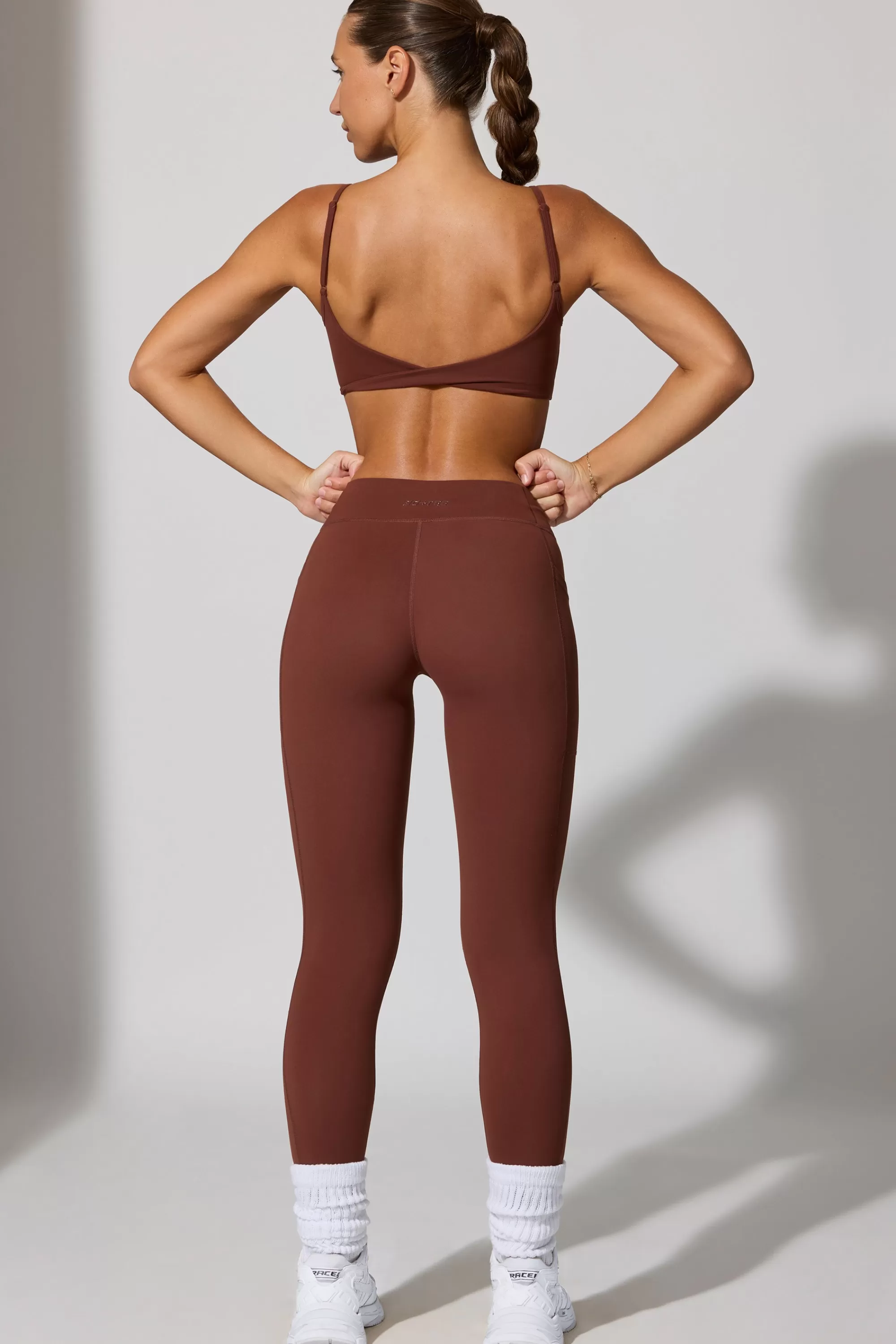 Oh Polly Full Length Leggings With Pockets In Chocolate Best