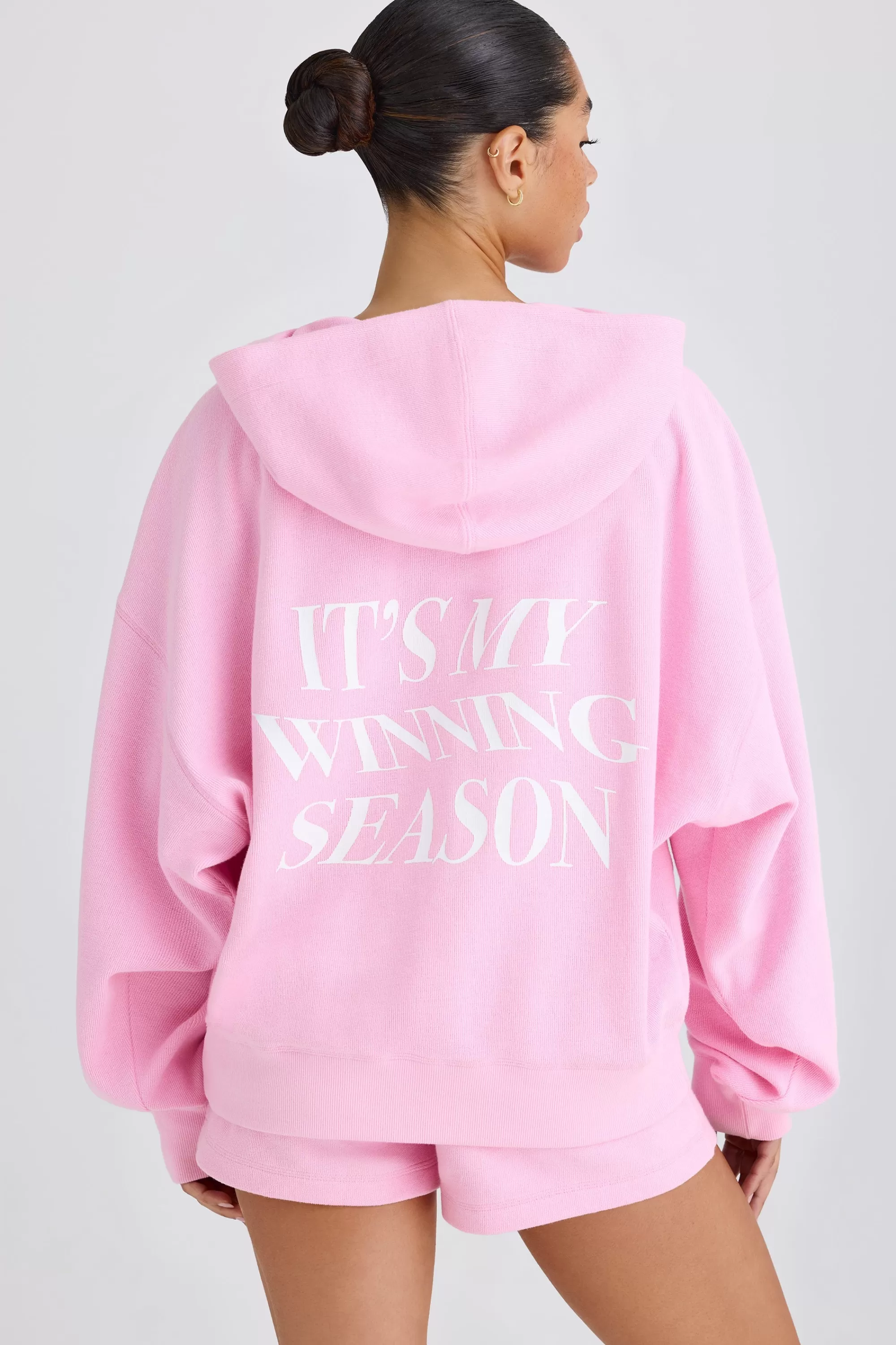 Oh Polly Graphic-Print Hoodie In Bubblegum Pink Bubblegum Pink Shop