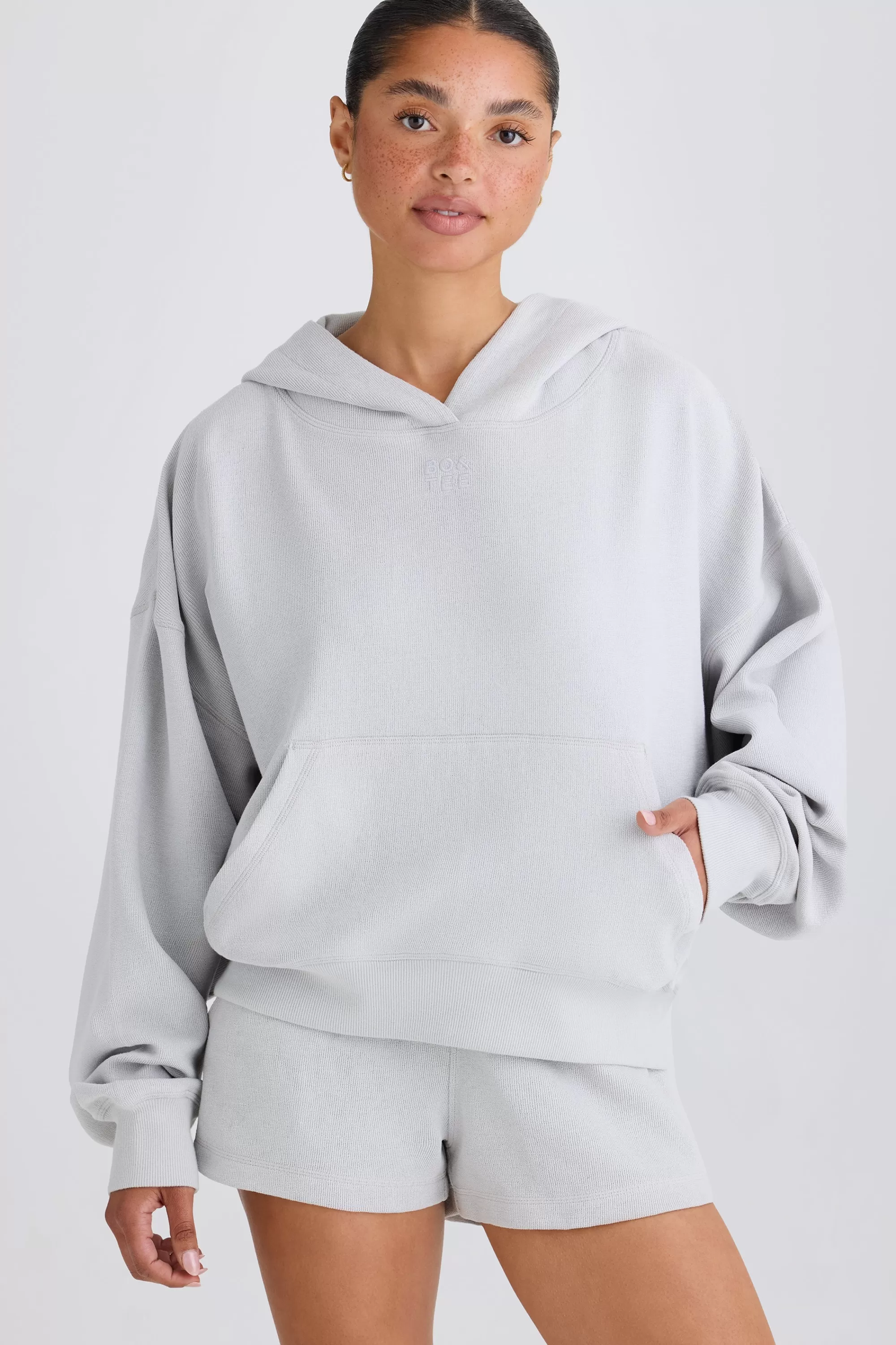 Oh Polly Graphic-Print Hoodie In Pacific Grey Pacific Grey Flash Sale