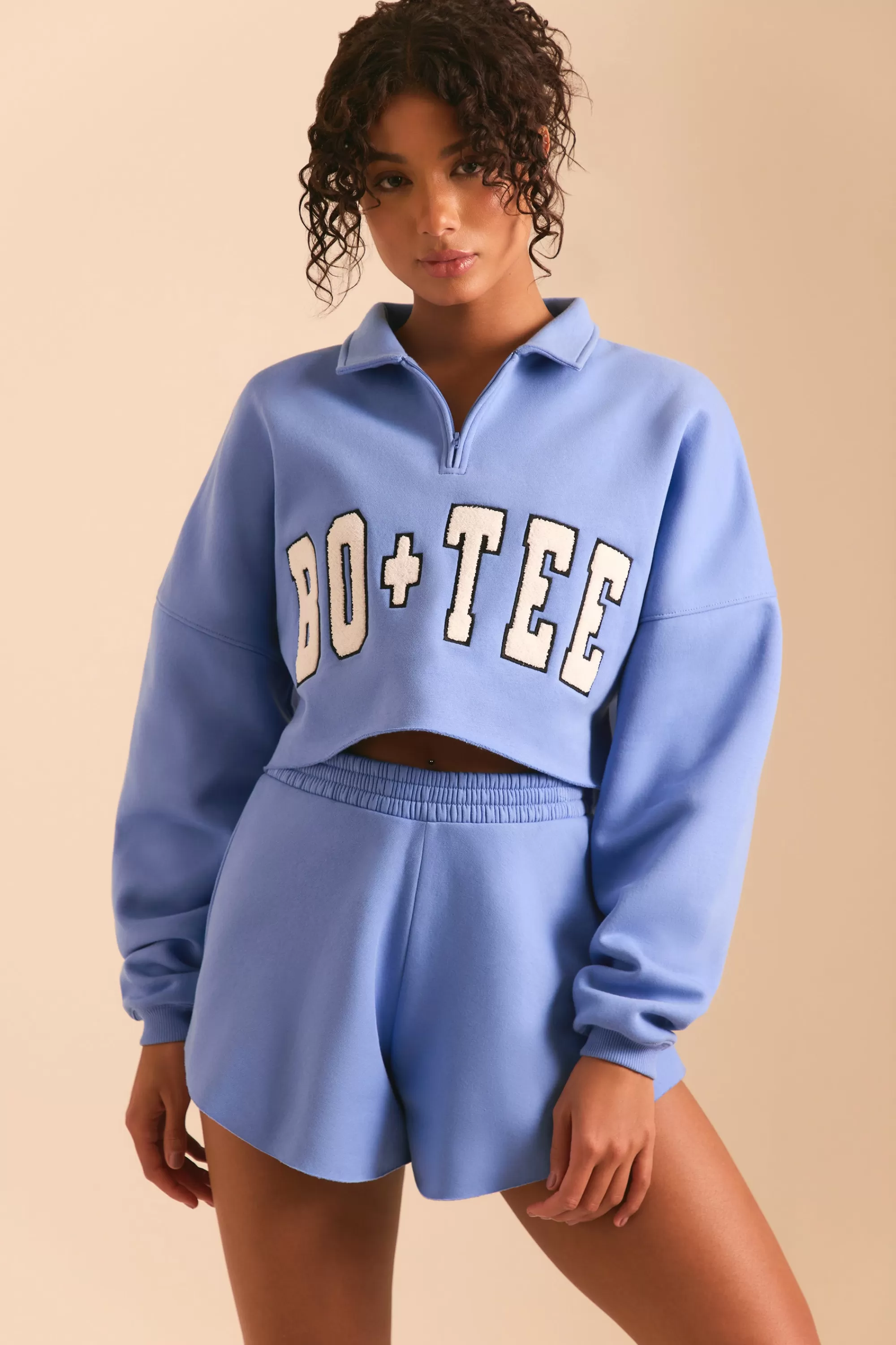 Oh Polly Half Zip Sweater In Cerulean Blue Shop