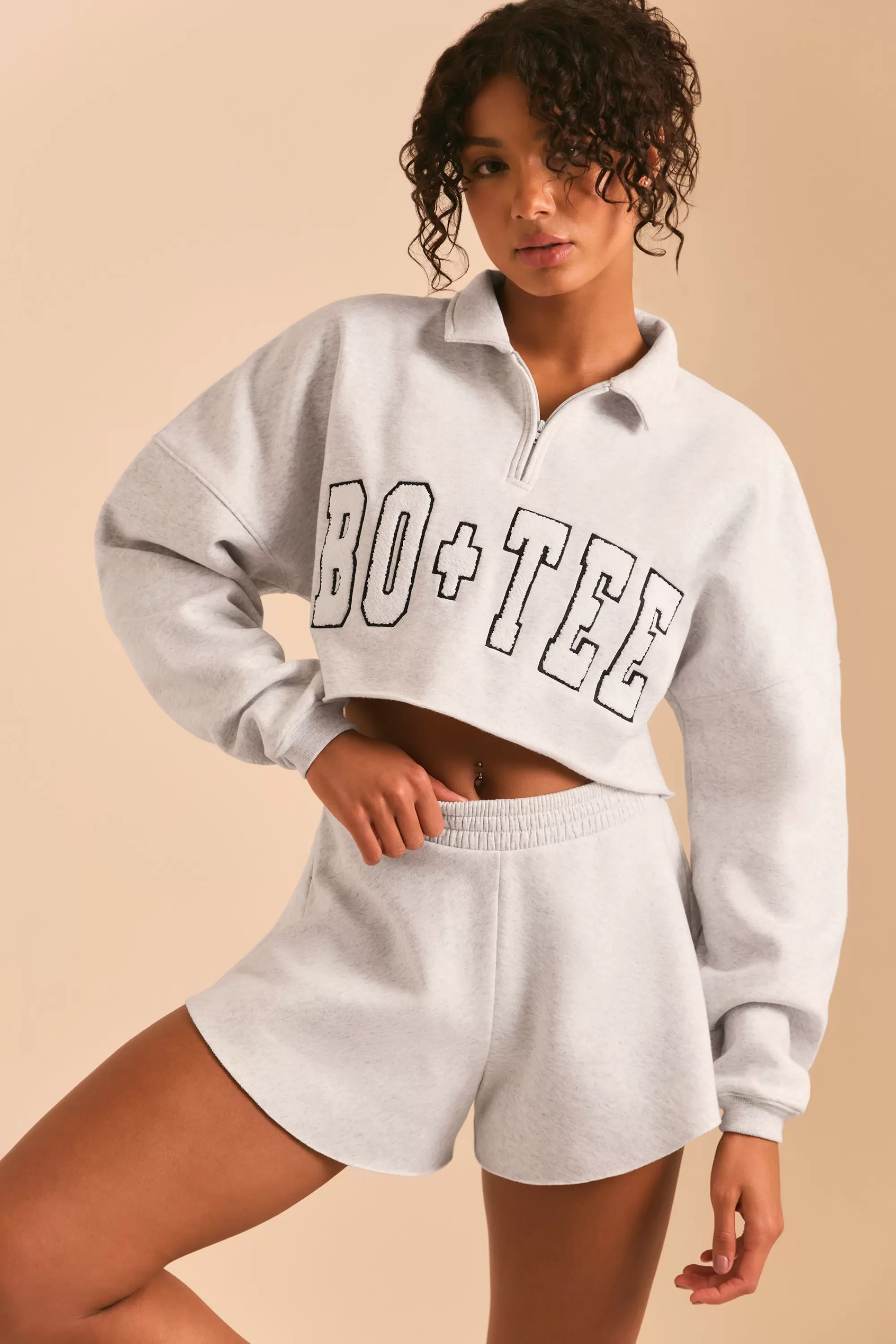 Oh Polly Half Zip Sweater In Heather Grey Discount