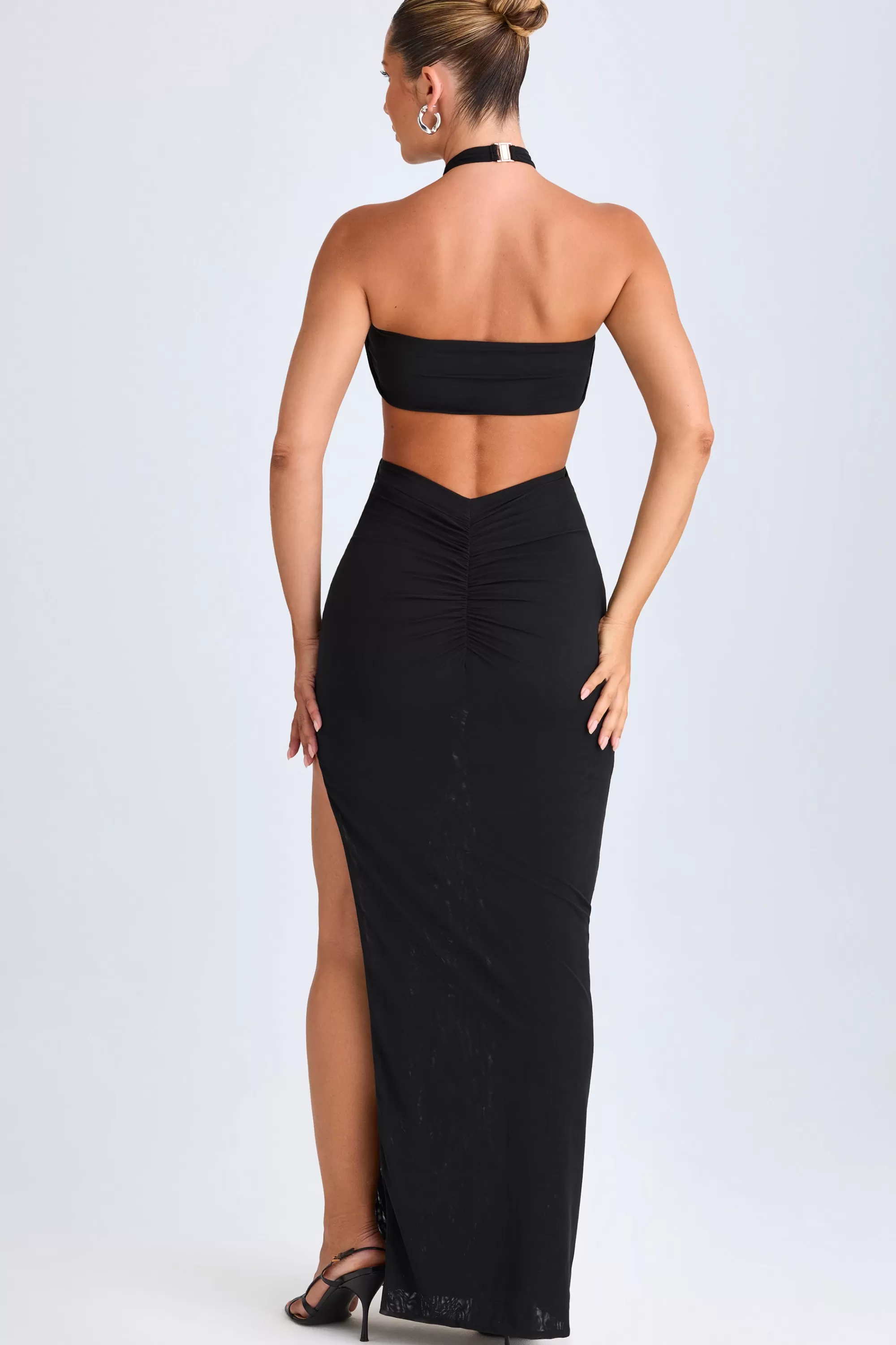 Oh Polly Hardware Detail Cut-Out Halterneck Maxi Dress In Black Online