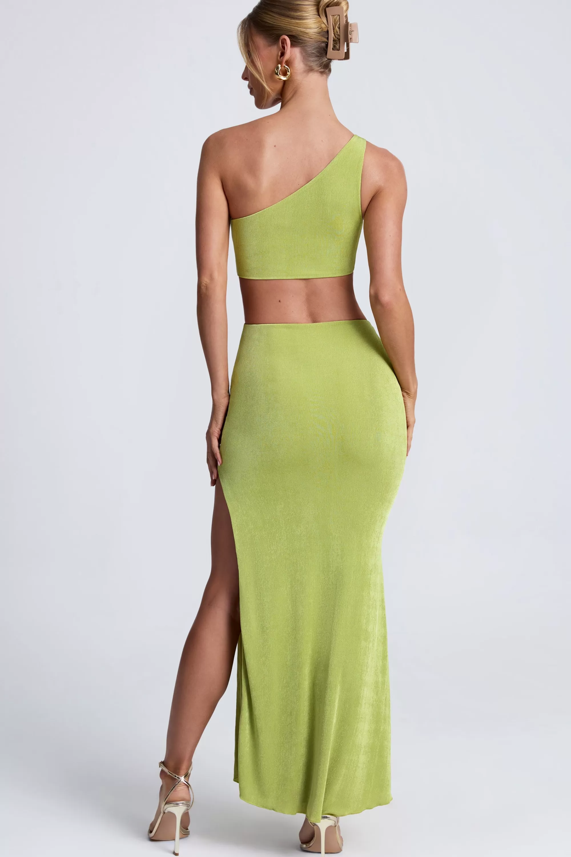 Oh Polly Hardware Detail One-Shoulder Maxi Dress In Olive Green Best