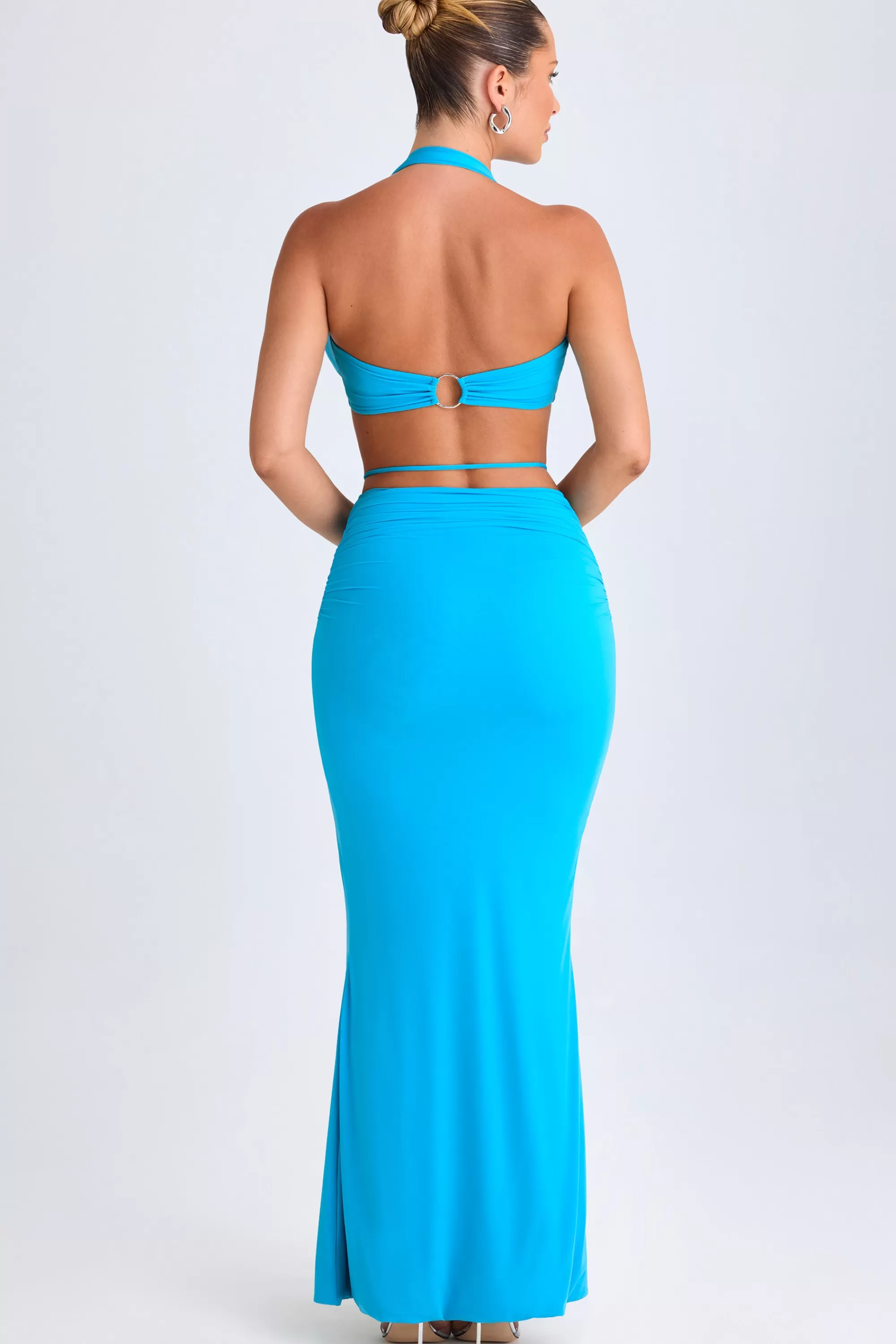 Oh Polly Hardware-Detail Mid-Rise Maxi Skirt In Aqua Blue Cheap