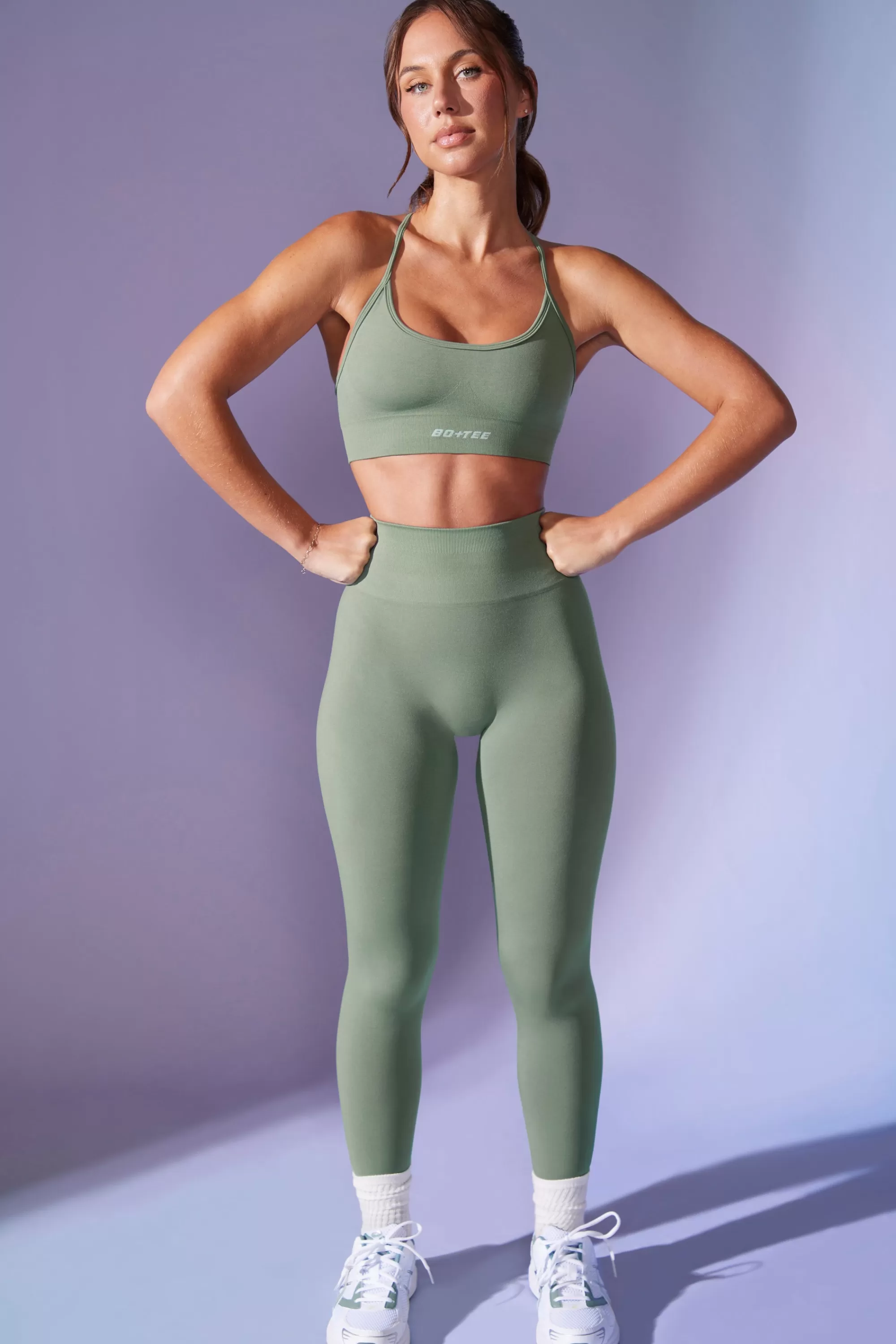 Oh Polly High Waist Define Luxe Leggings In Sage Cheap