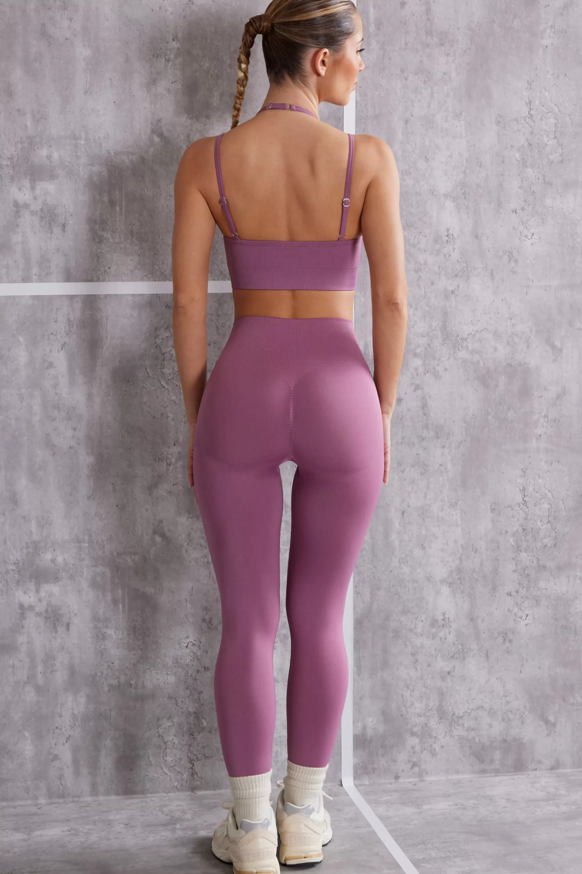 Oh Polly High Waist Seamless Leggings In Mauve Clearance